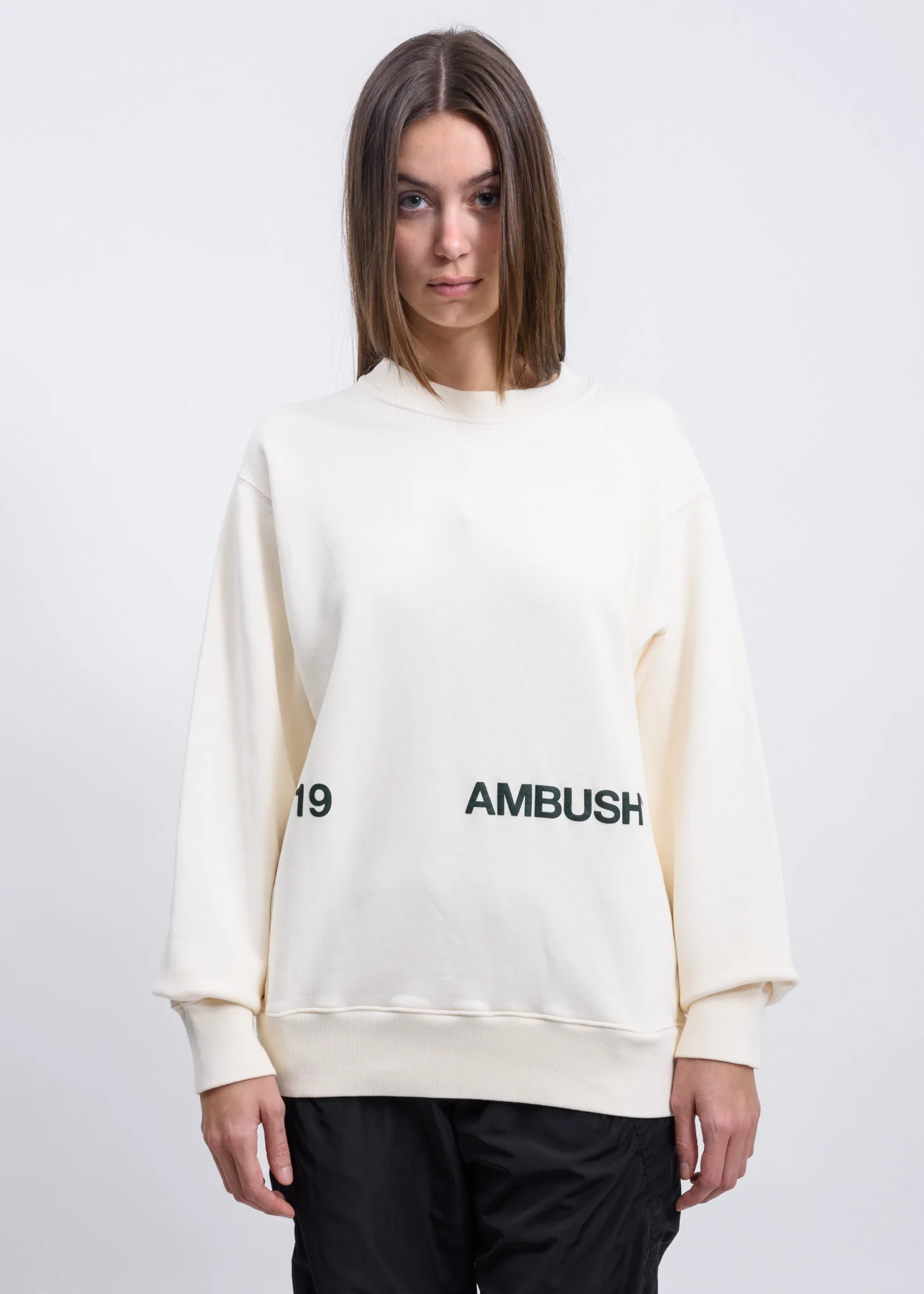 White '19 AMBUSH  Logo Crewneck