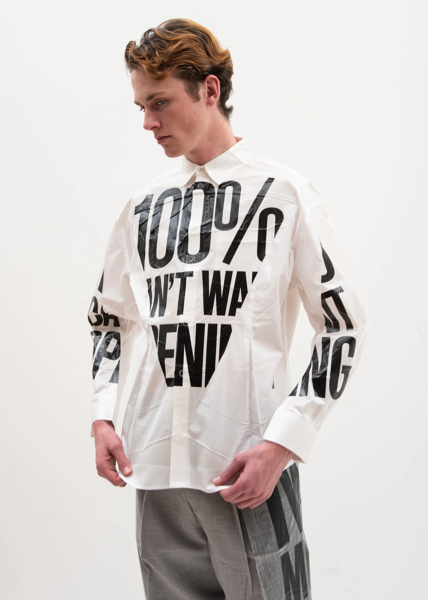 White 2D Packaged 3D Cutting Shirt - Image 2