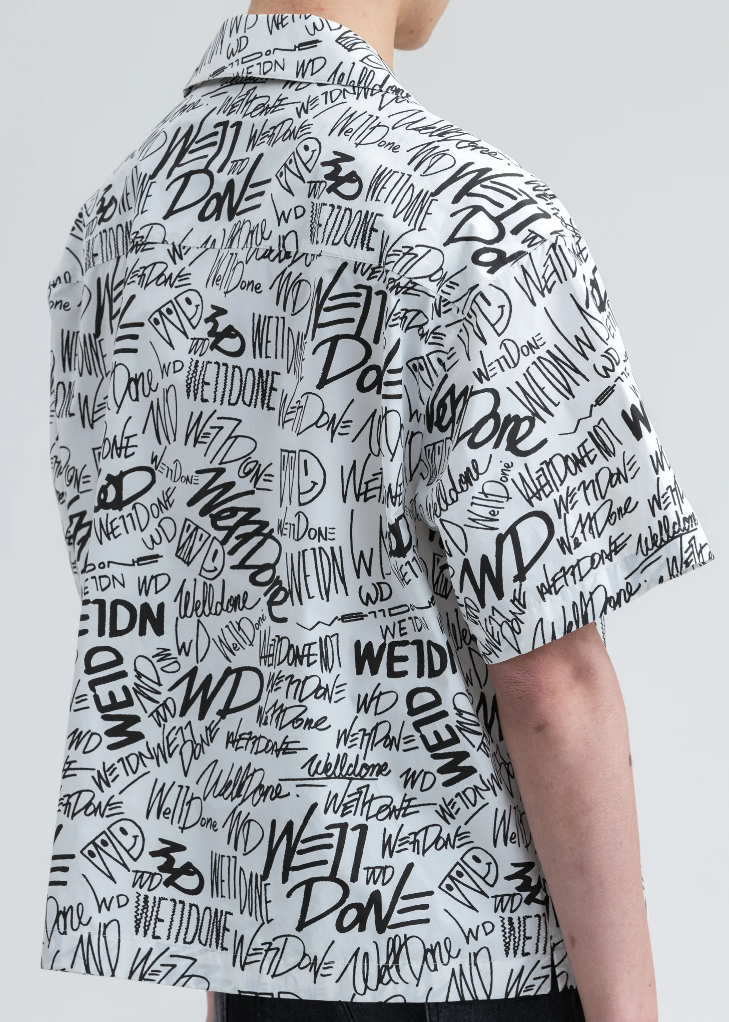 White Allover Logo Short Sleeve Shirt - Image 2