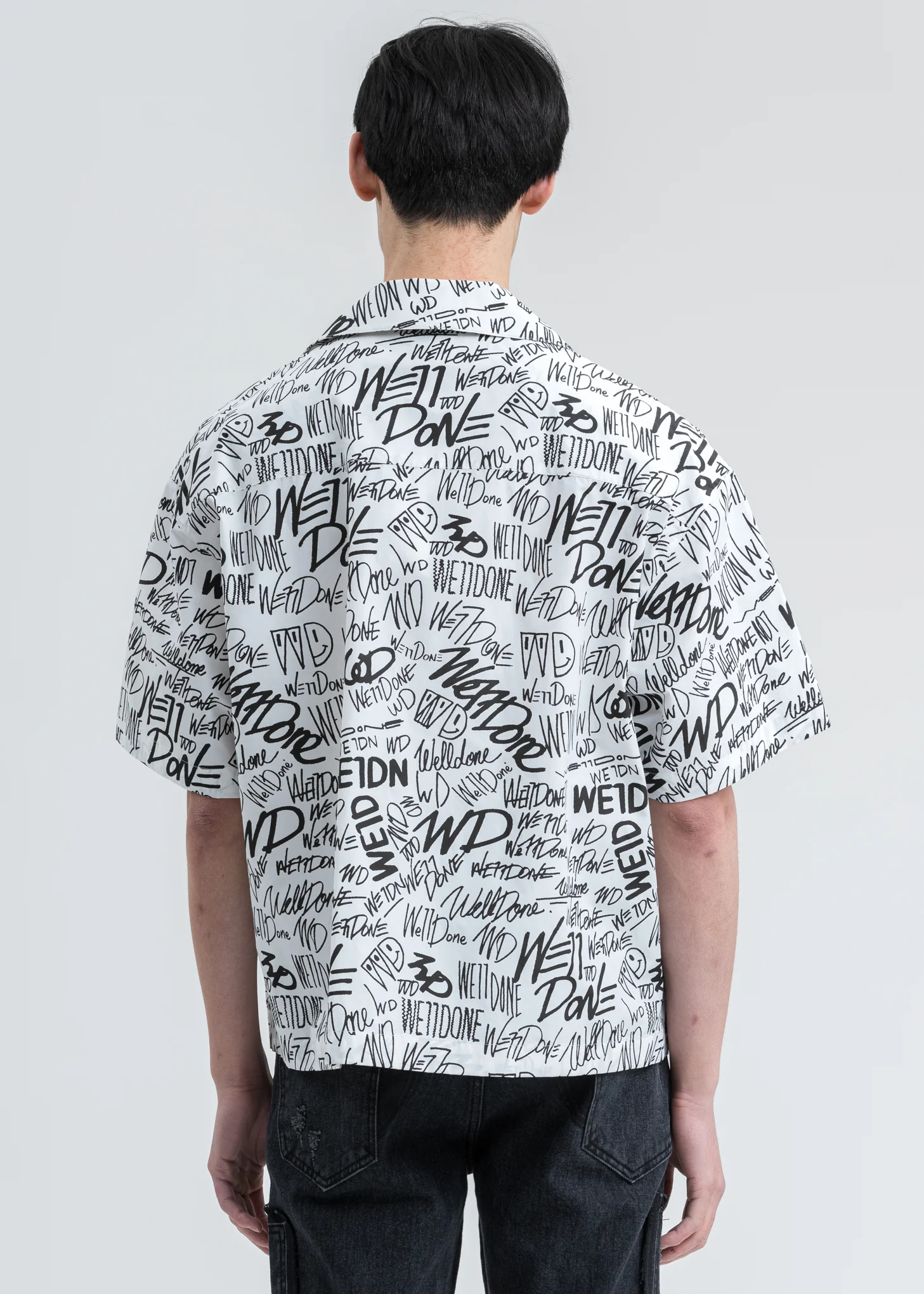 White Allover Logo Short Sleeve Shirt - Image 4