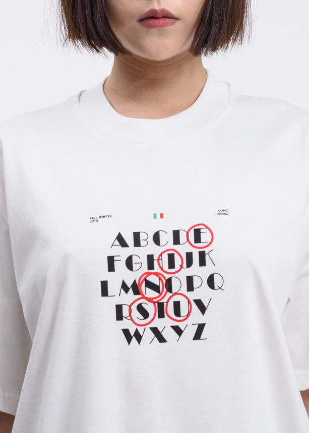 White Alphabet Print T-Shirt - Image 2