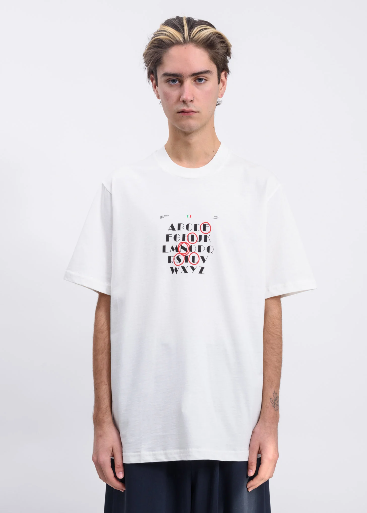 White Alphabet Print T-Shirt