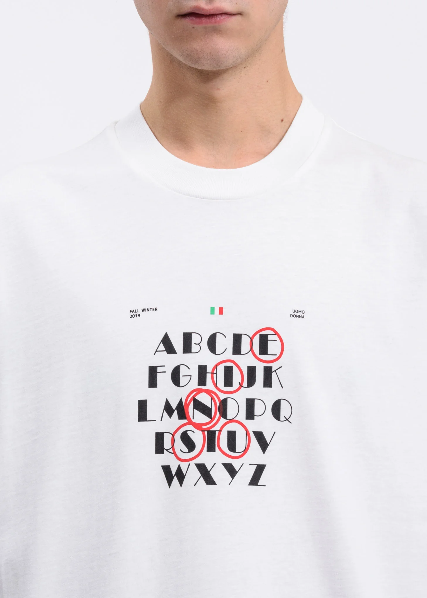 White Alphabet Print T-Shirt - Image 2