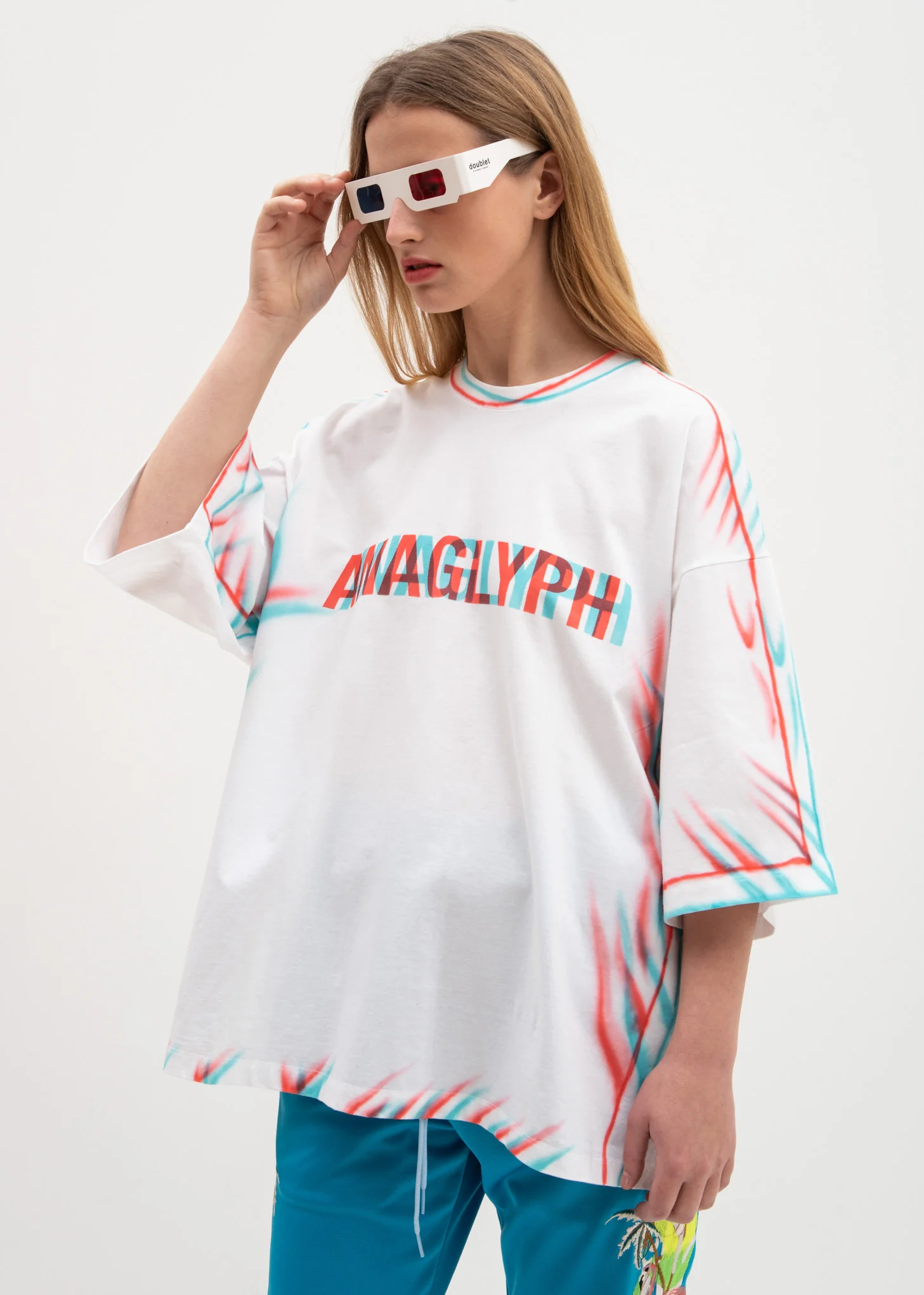 White Anaglyph Hand-Painted T-Shirt