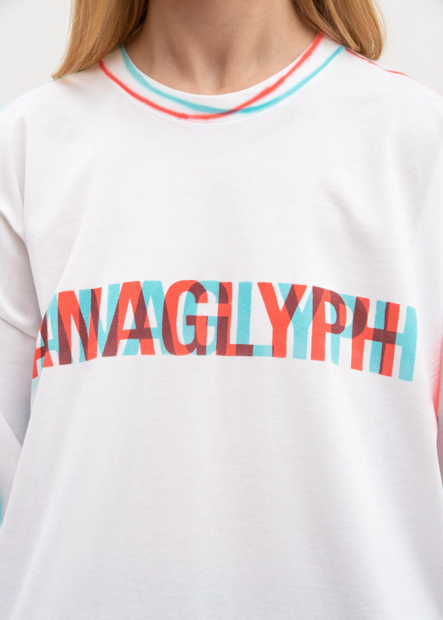 White Anaglyph Hand-Painted T-Shirt - Image 3