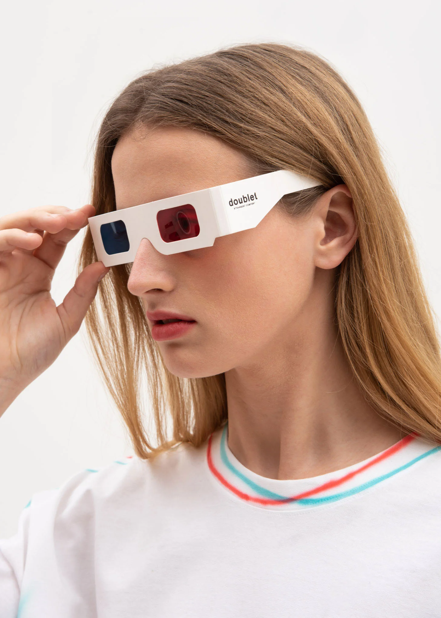 White Anaglyph Hand-Painted T-Shirt - Image 4
