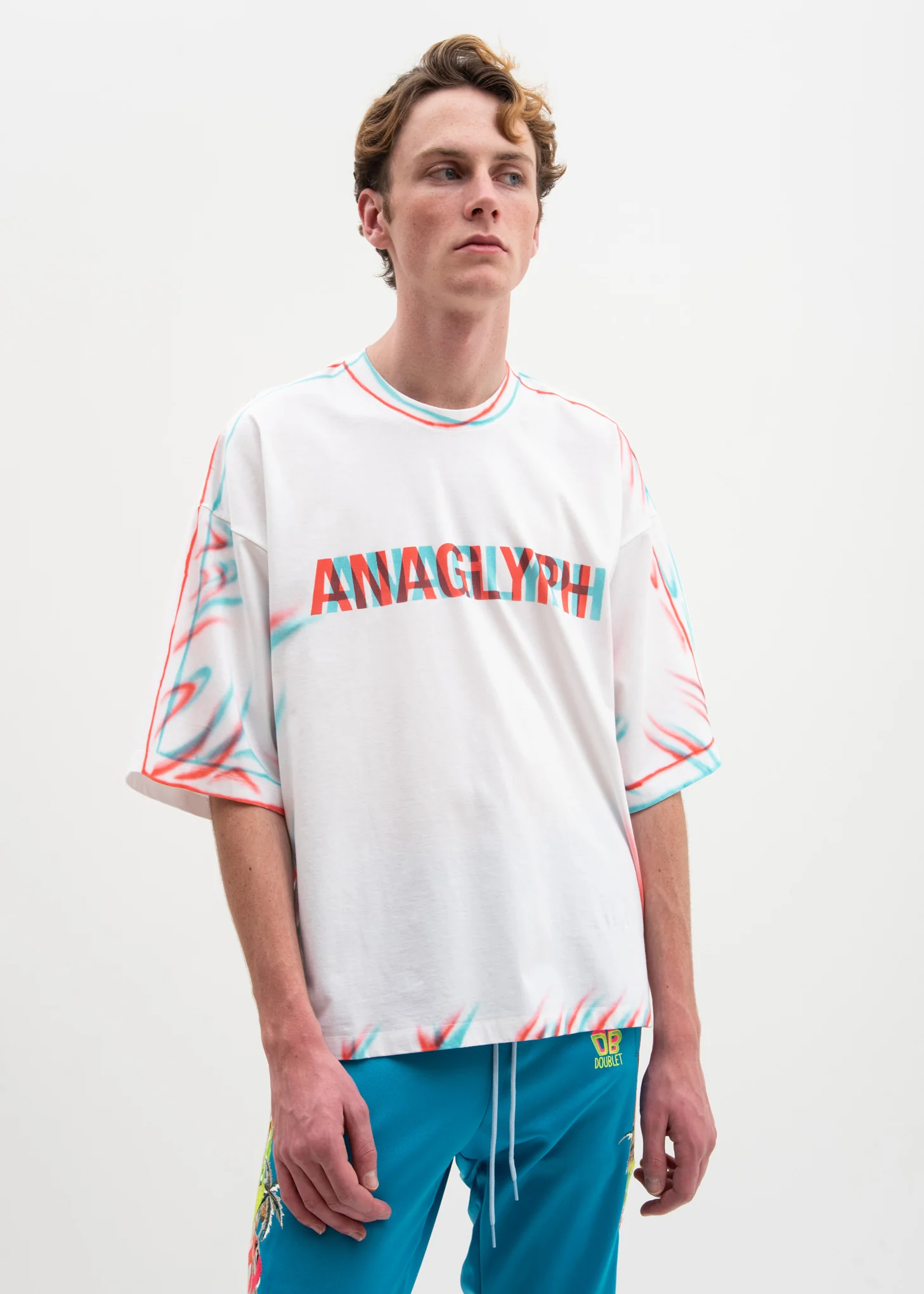 White Anaglyph Hand-Painted T-Shirt
