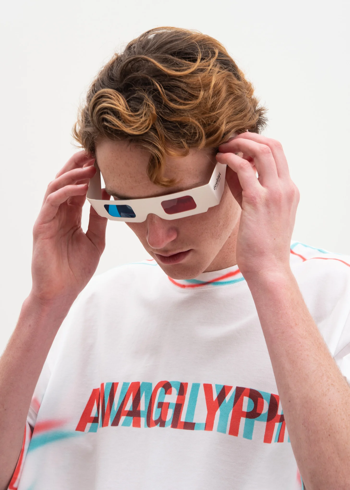 White Anaglyph Hand-Painted T-Shirt - Image 4