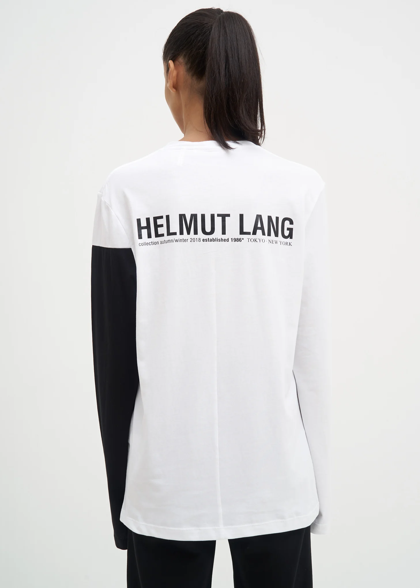 White and Black Band Logo Long Sleeve