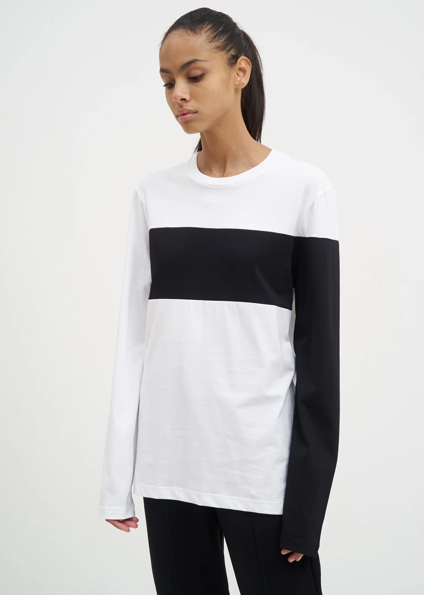 White and Black Band Logo Long Sleeve - Image 2