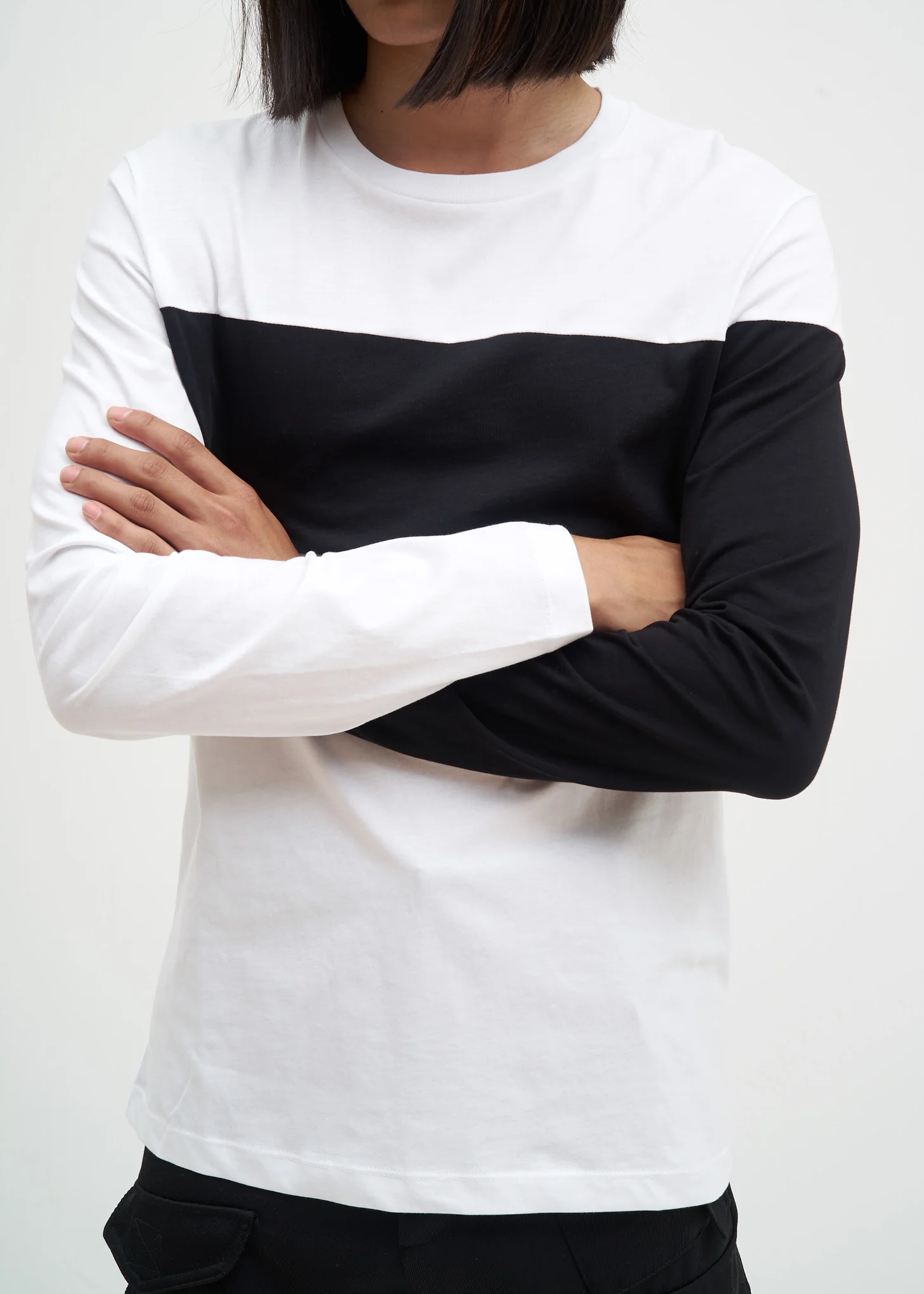 White and Black Band Logo Long Sleeve - Image 4