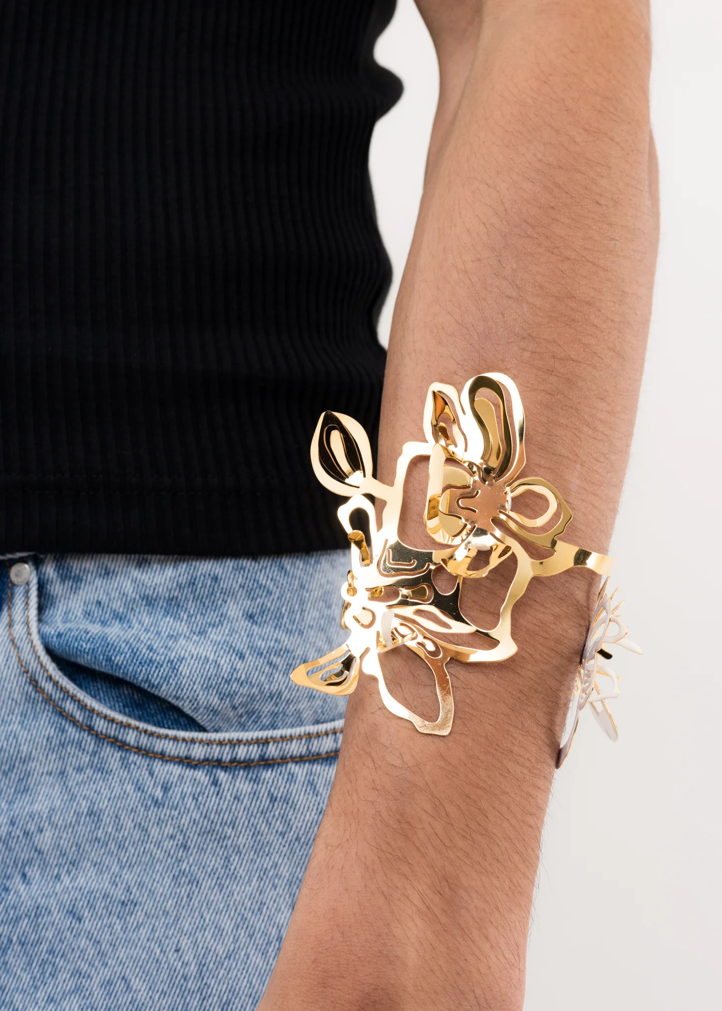 White And Gold ORCHID Bracelet - Image 3