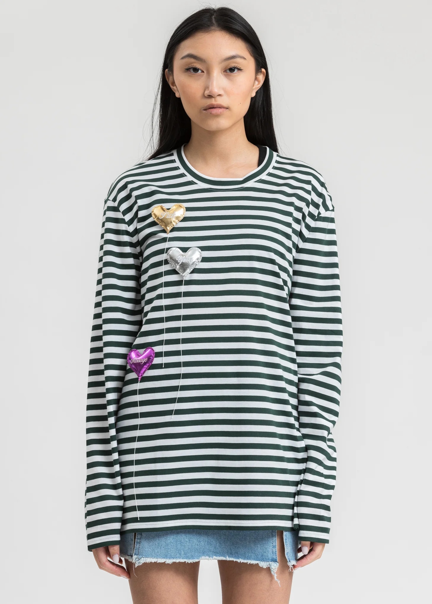 White and Green Happy Balloons Long Sleeve T-Shirt