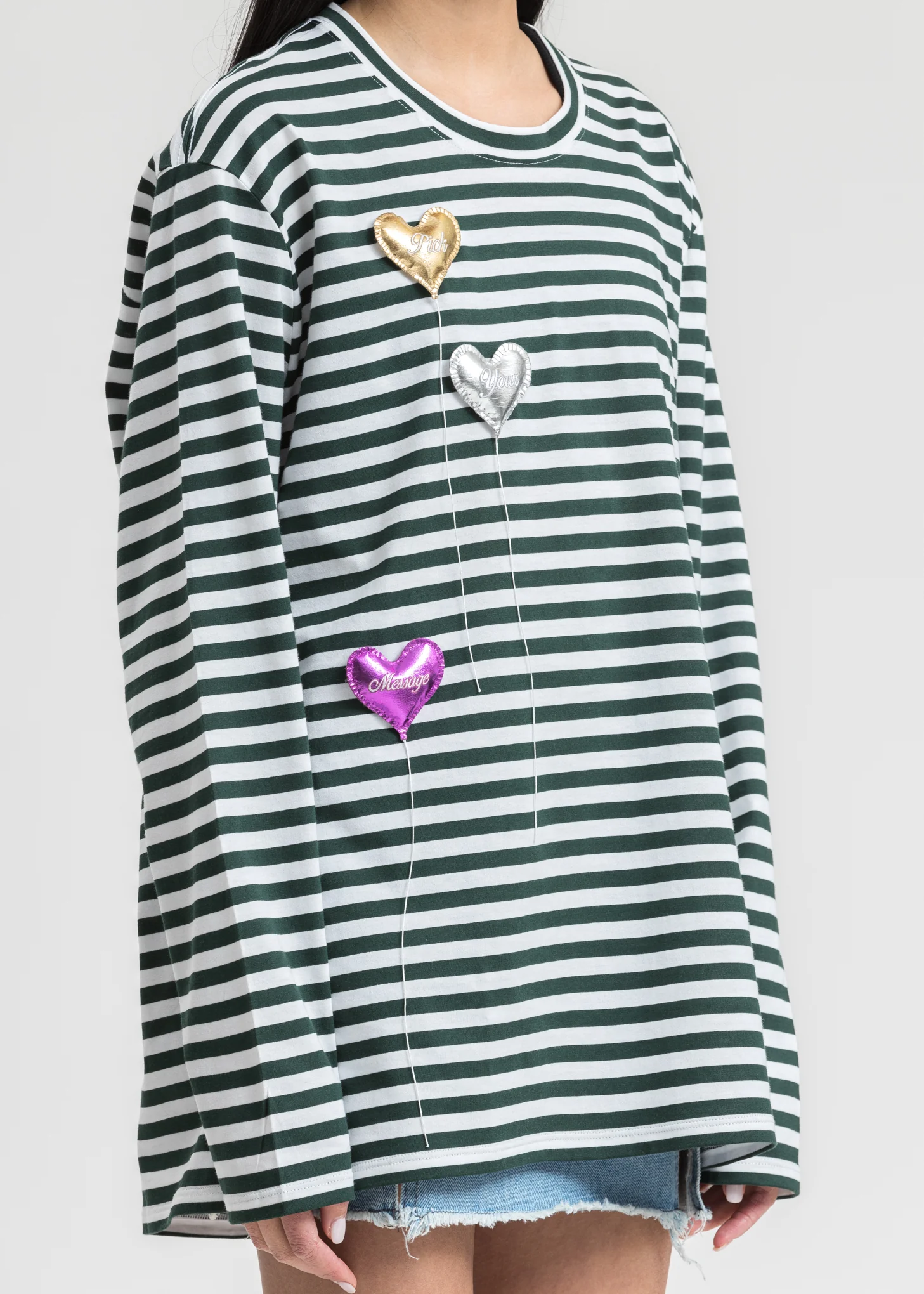 White and Green Happy Balloons Long Sleeve T-Shirt - Image 2