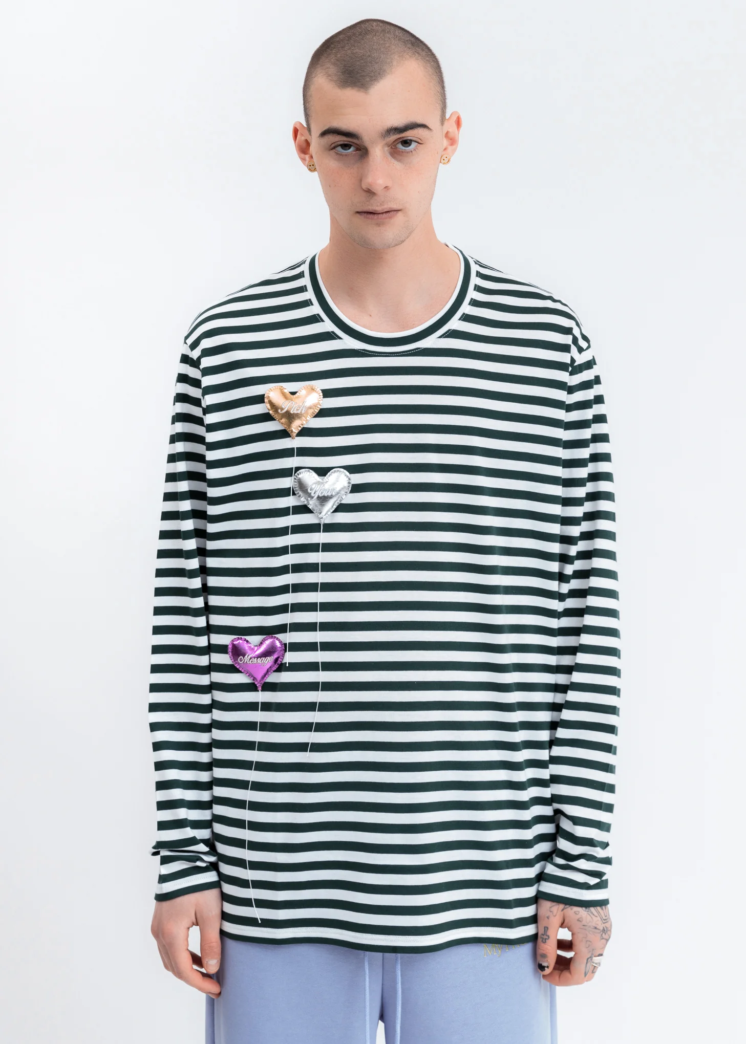 White and Green Happy Balloons Long Sleeve T-Shirt