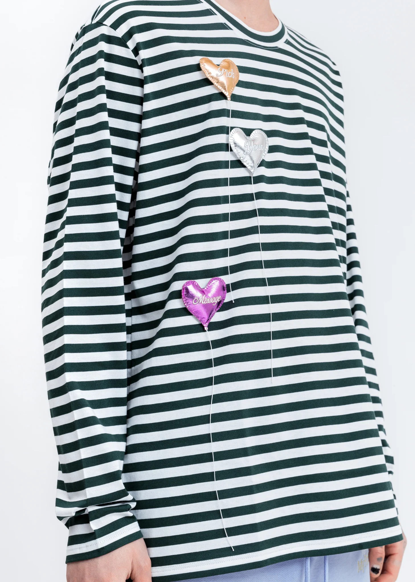 White and Green Happy Balloons Long Sleeve T-Shirt - Image 2