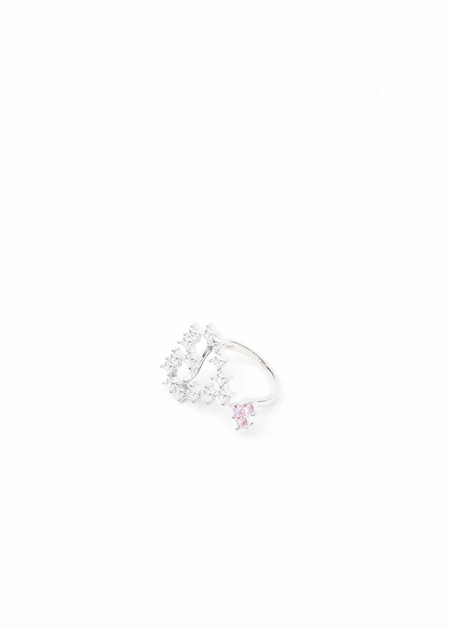 White And Pink Rhinestone Hearts Ring - Image 4