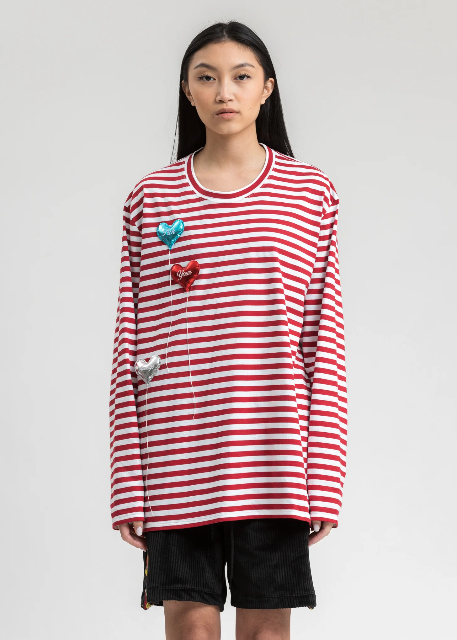 White and Red Happy Balloons Long Sleeve T-Shirt