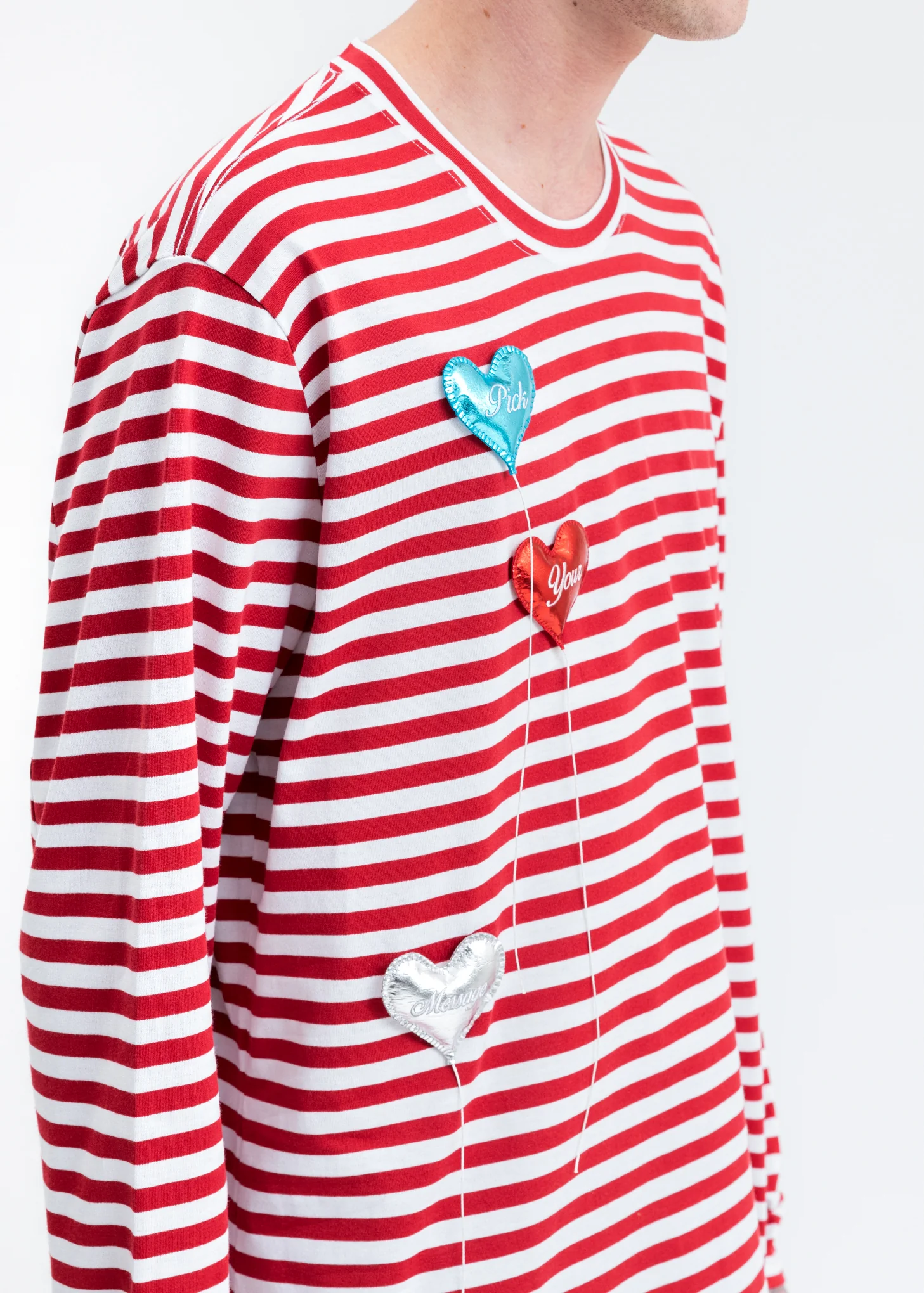 White and Red Happy Balloons Long Sleeve T-Shirt - Image 2