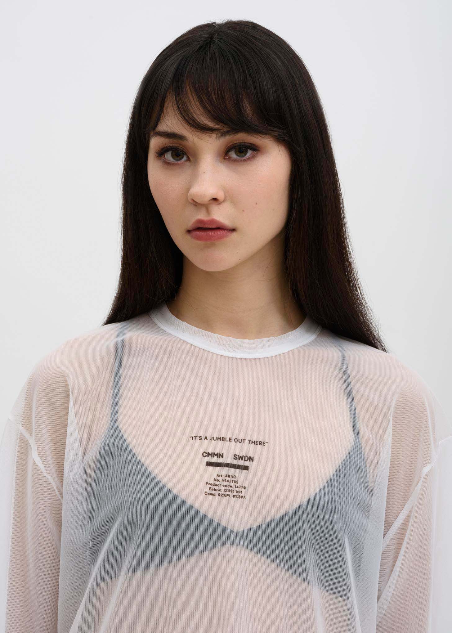 White Arno Mesh Print T-Shirt