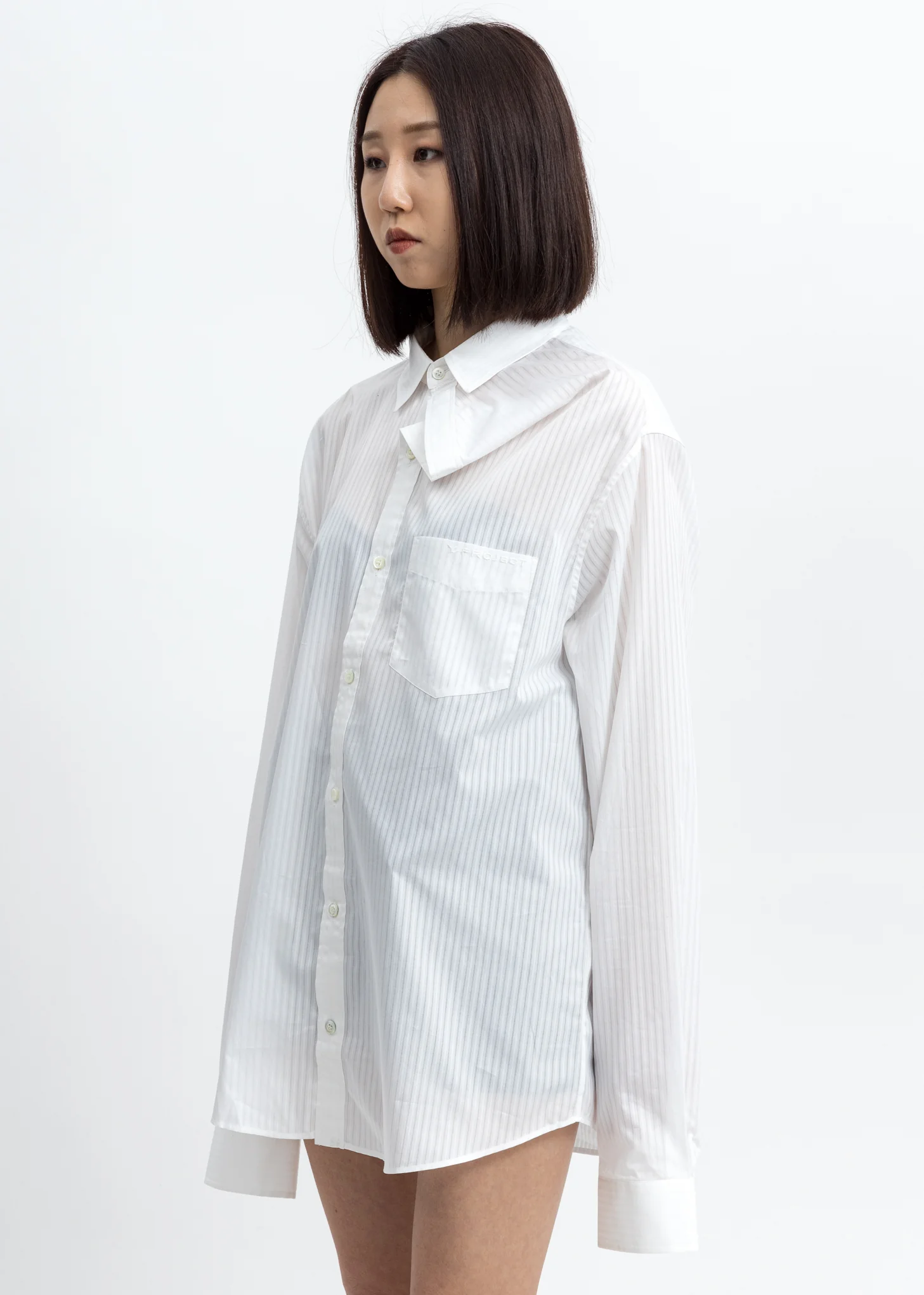 White Asymmetric Collar Shirt - Image 3