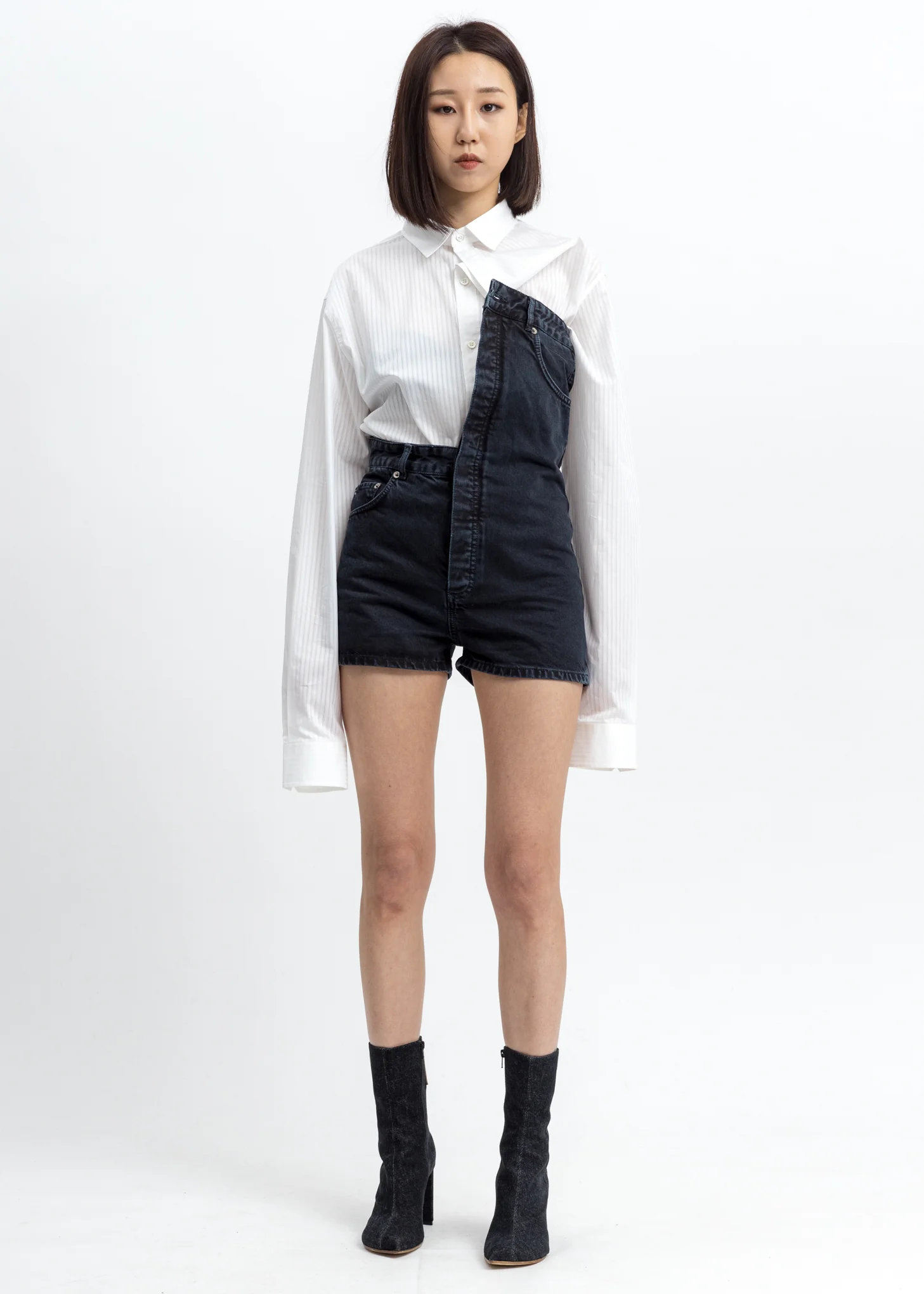 White Asymmetric Collar Shirt - Image 6