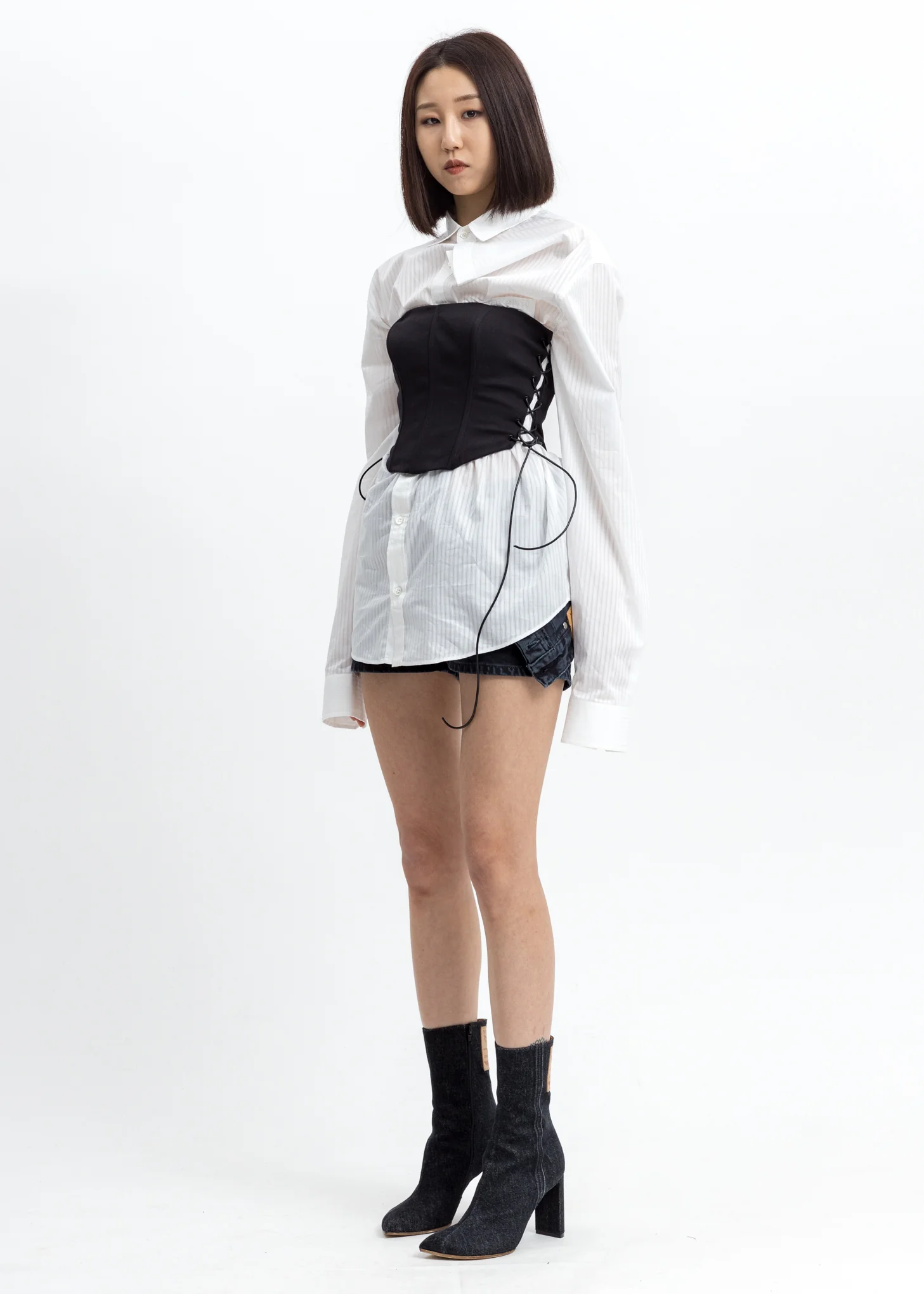 White Asymmetric Collar Shirt - Image 7