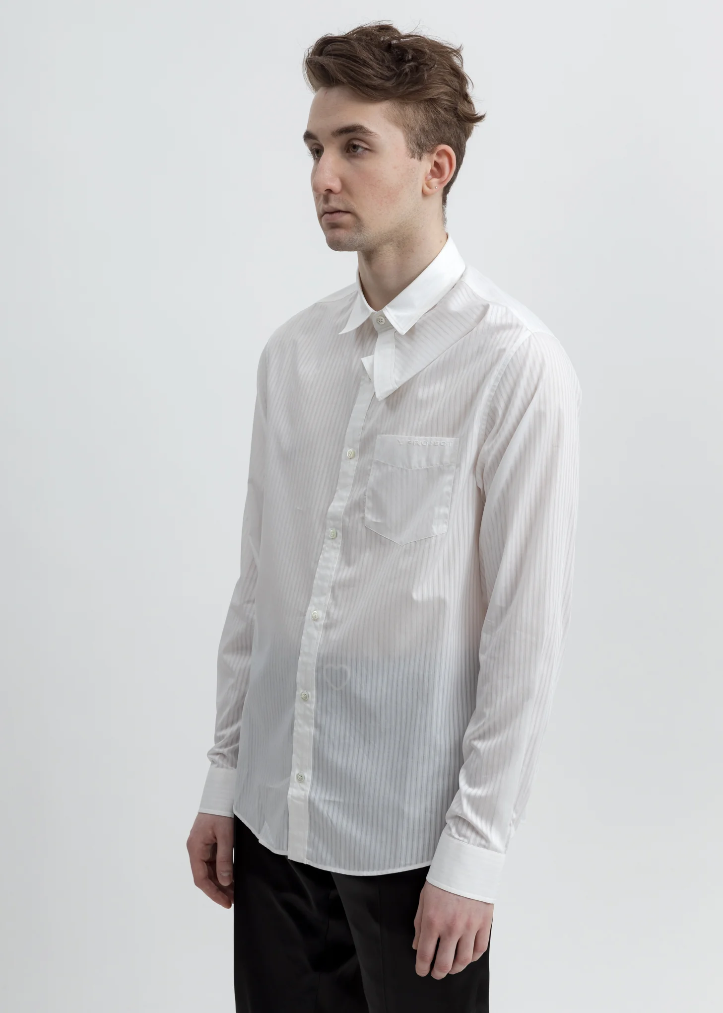 White Asymmetric Collar Shirt - Image 3