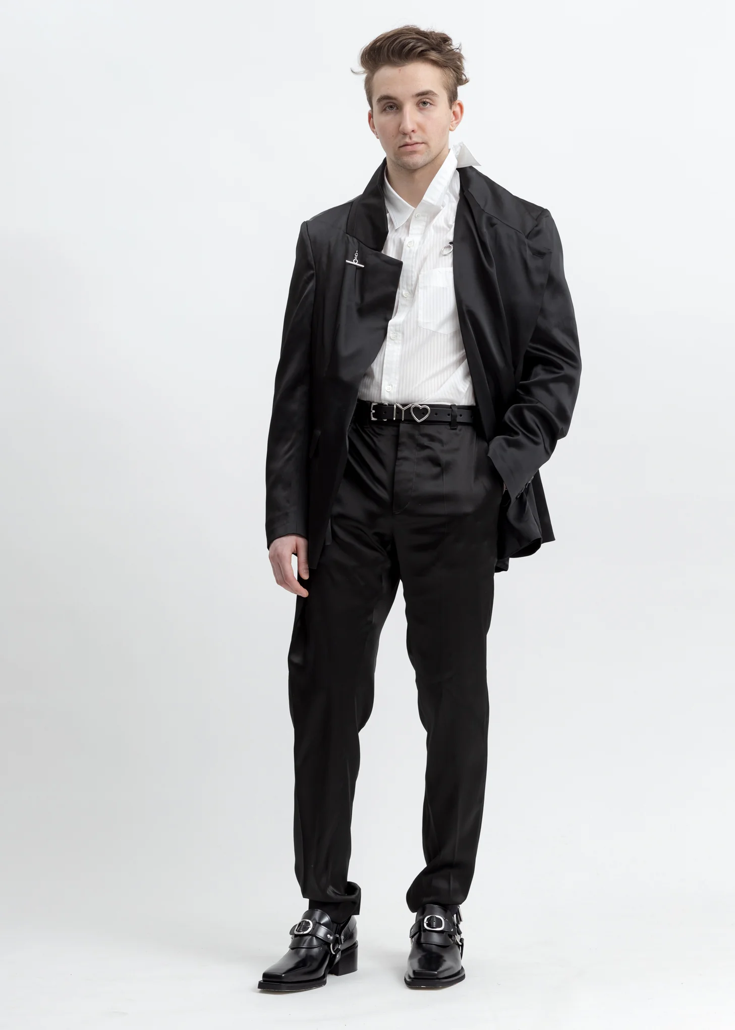 White Asymmetric Collar Shirt - Image 5