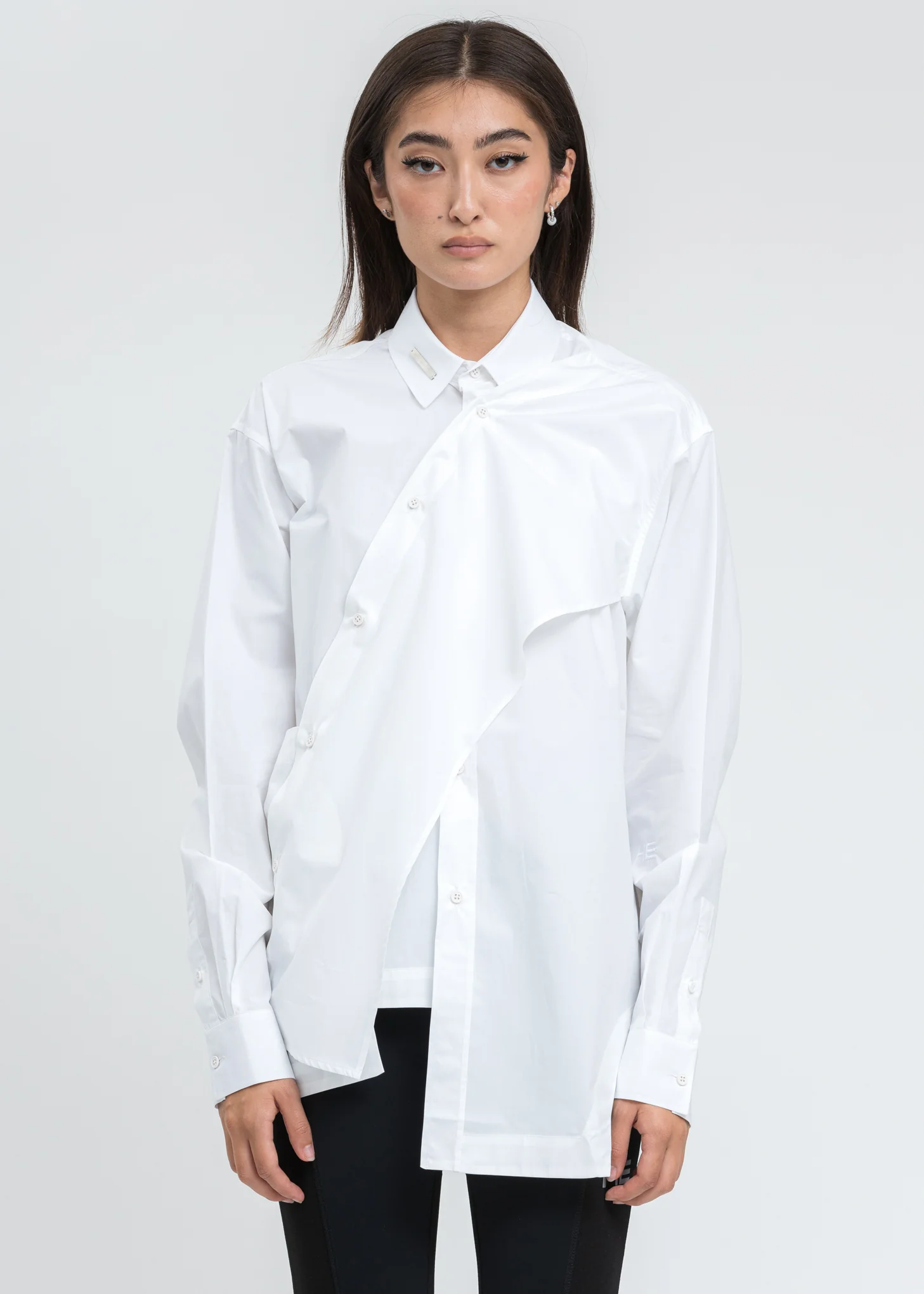White Asymmetric Deconstructed Shirt