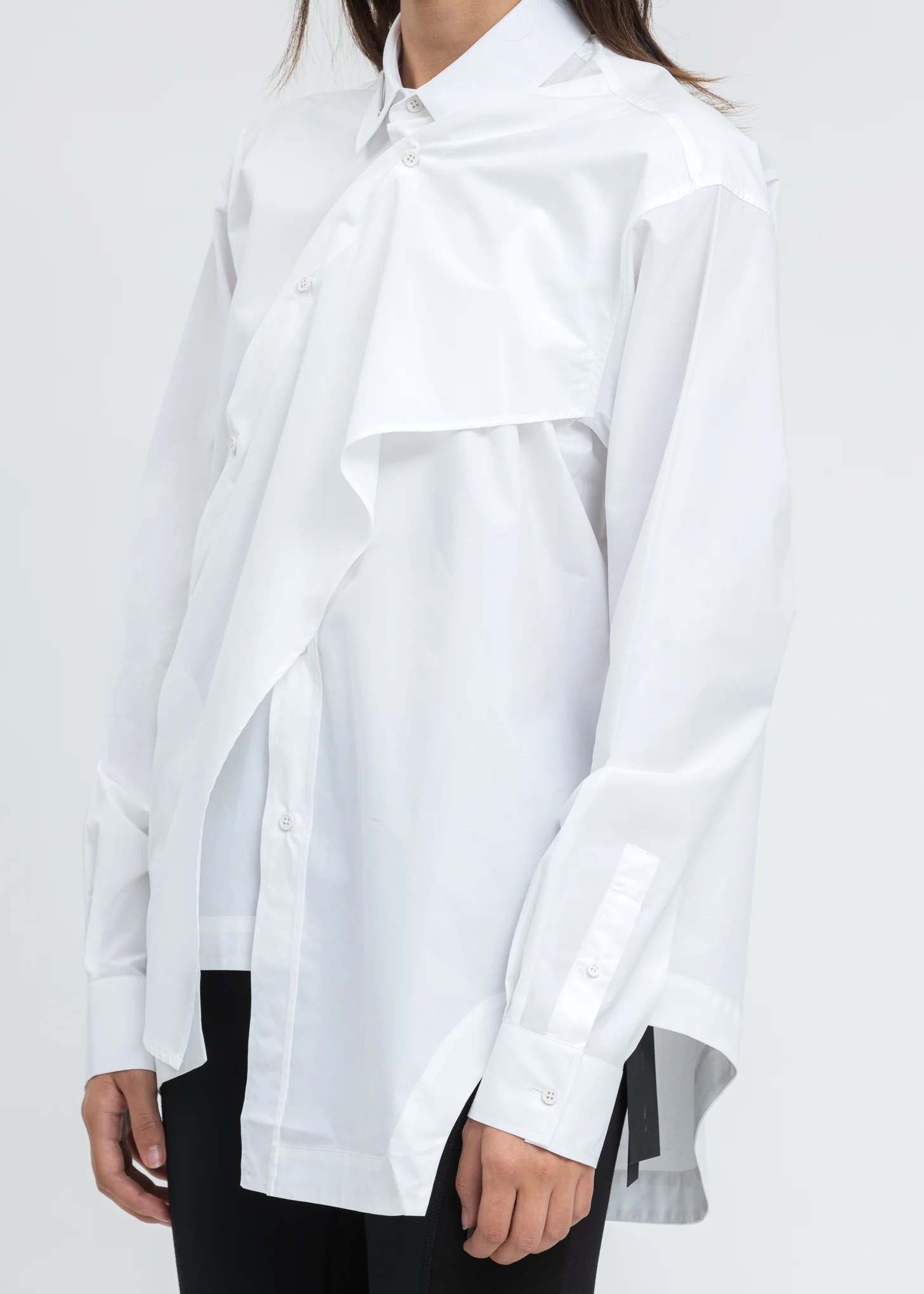 White Asymmetric Deconstructed Shirt - Image 4