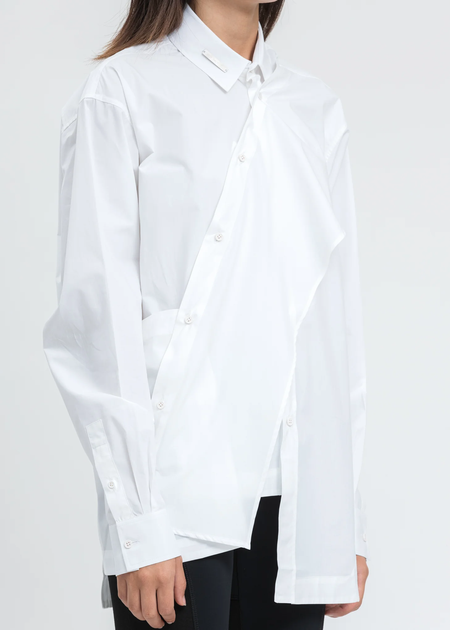 White Asymmetric Deconstructed Shirt - Image 5