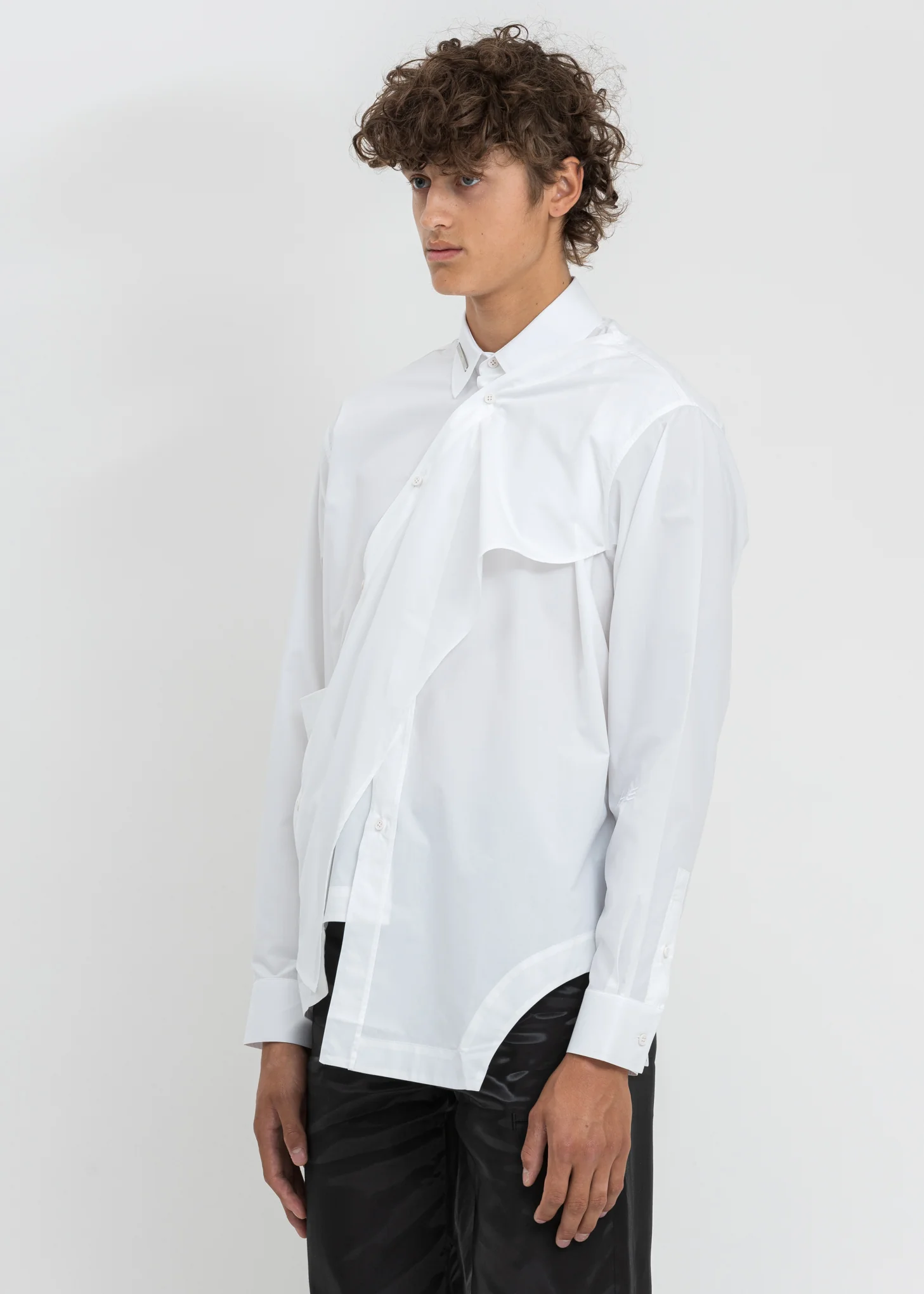 White Asymmetric Deconstructed Shirt - Image 4