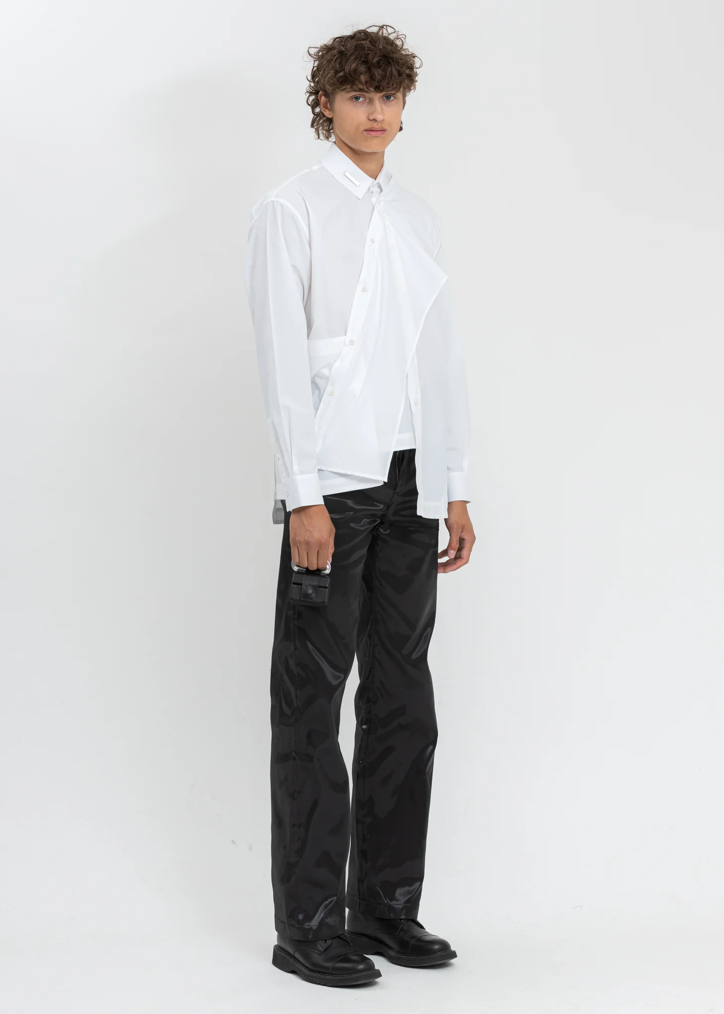 White Asymmetric Deconstructed Shirt - Image 7