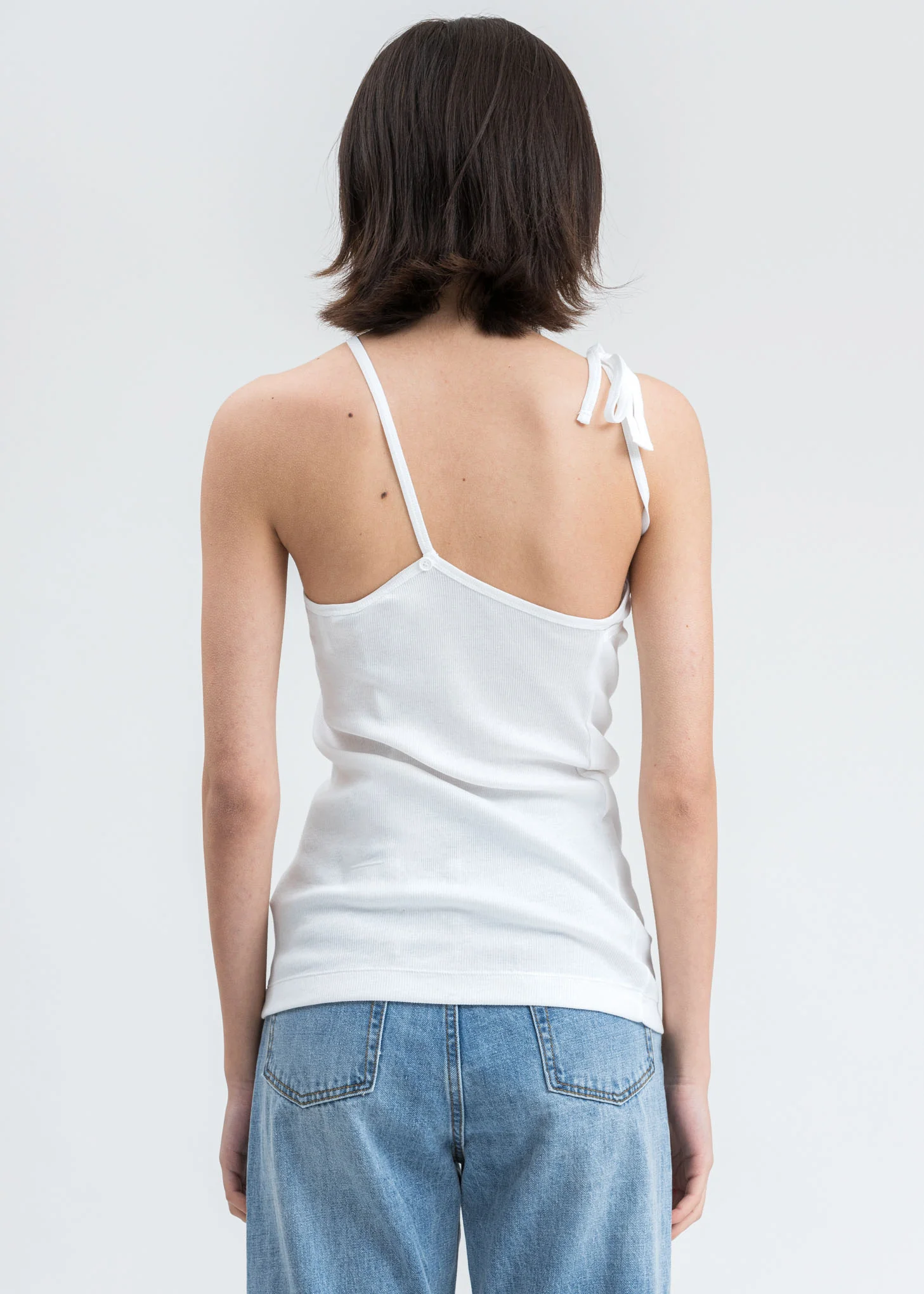 White Asymmetric Rib Slip Tank Top - Image 2