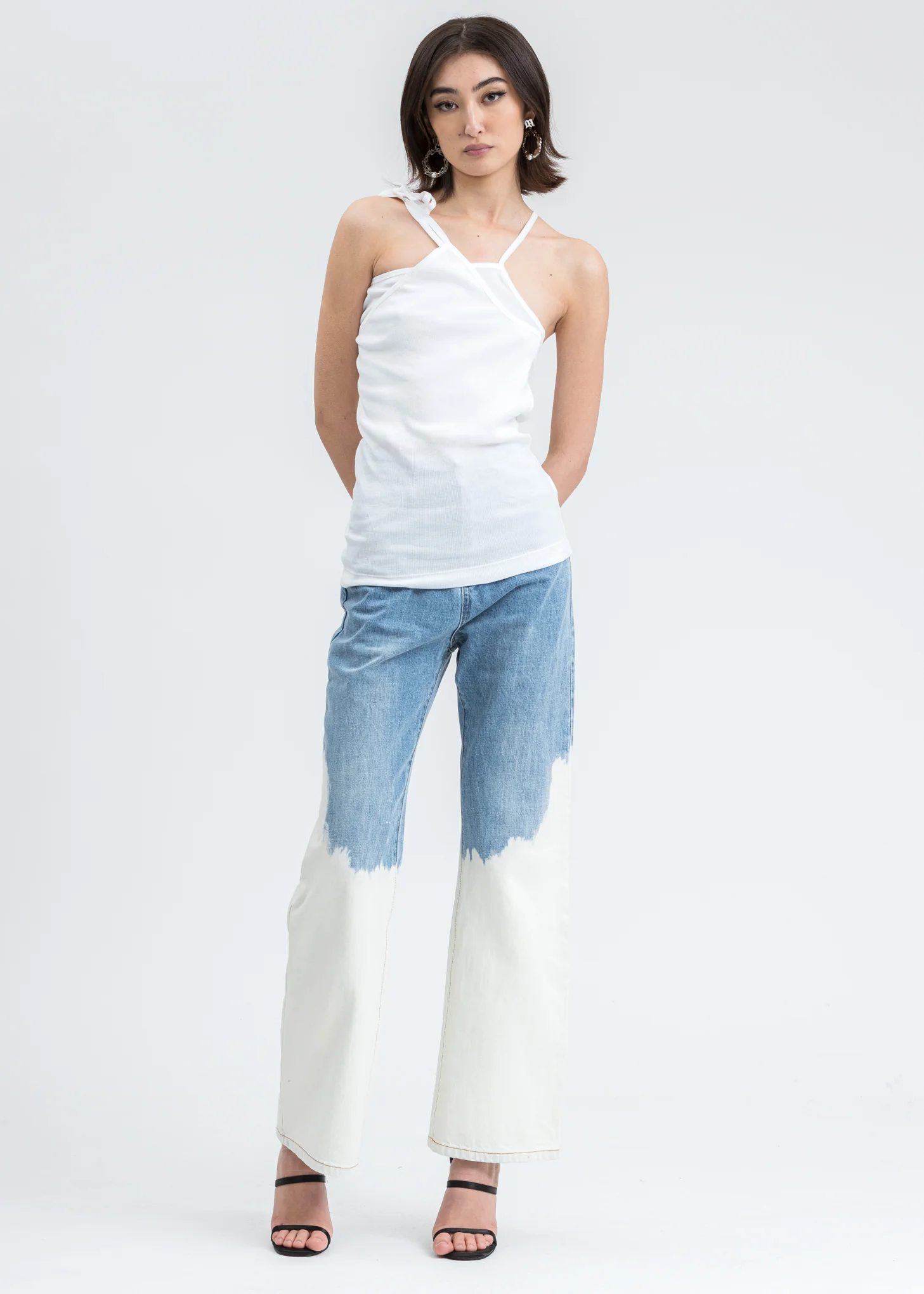 White Asymmetric Rib Slip Tank Top - Image 5