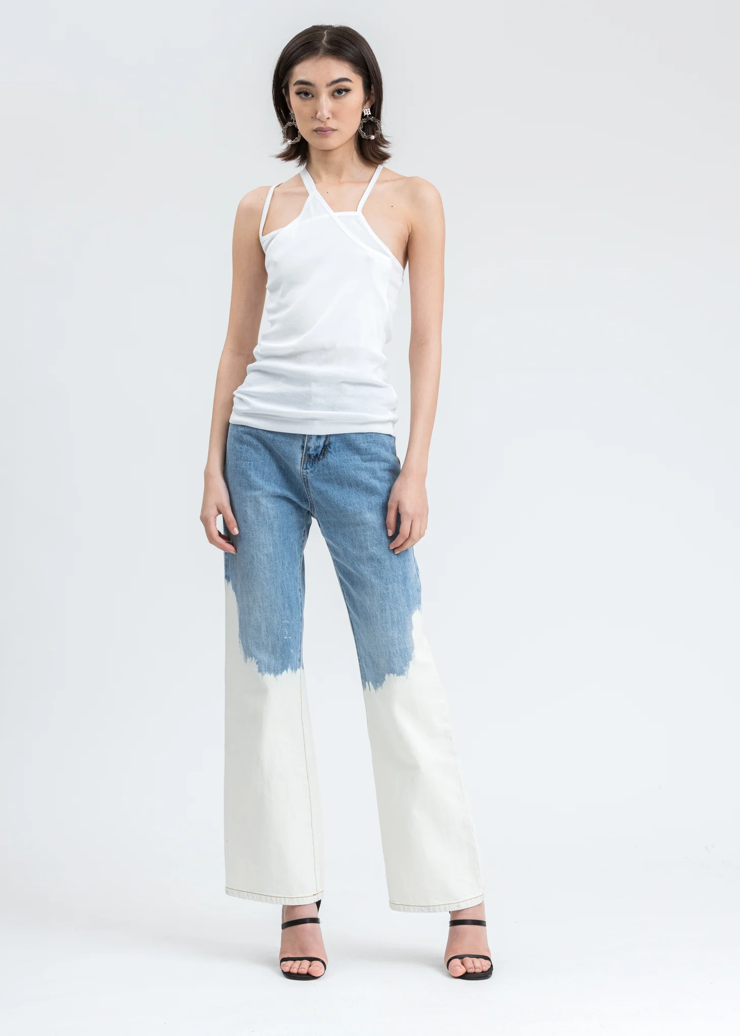 White Asymmetric Rib Slip Tank Top - Image 6