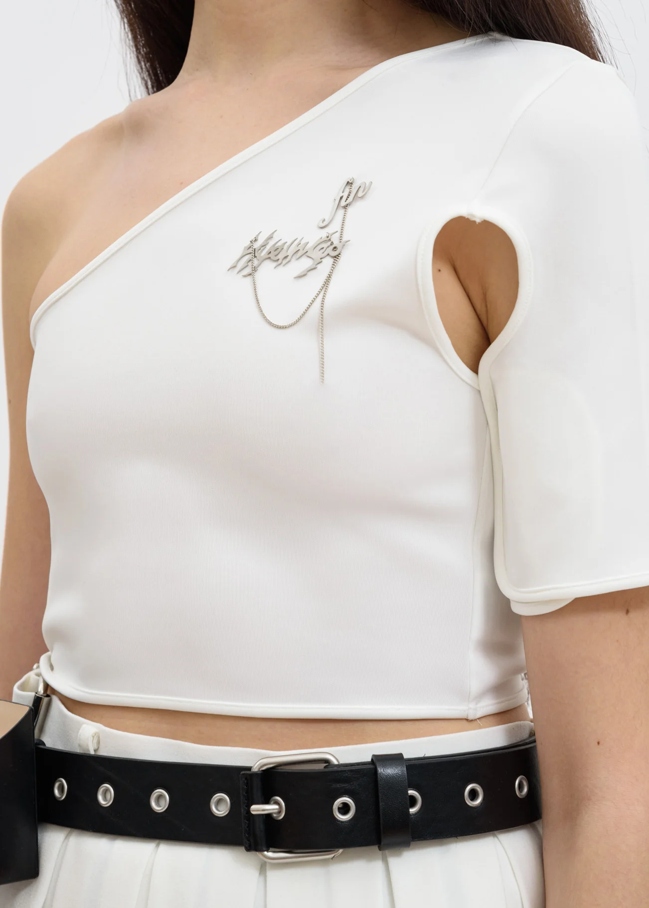 White Asymmetric Velcro Top - Image 3