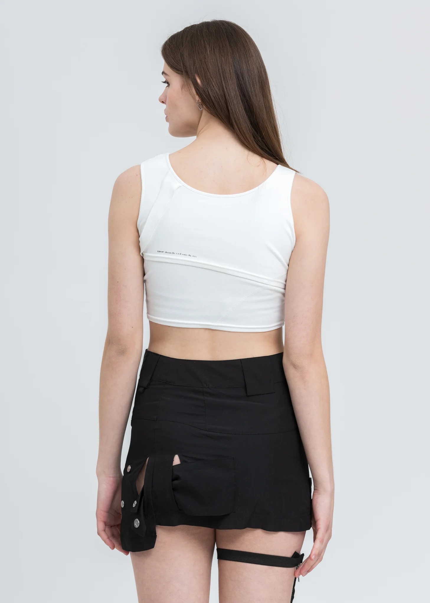 White Asymmetrical Arc Layered Tank Top - Image 3
