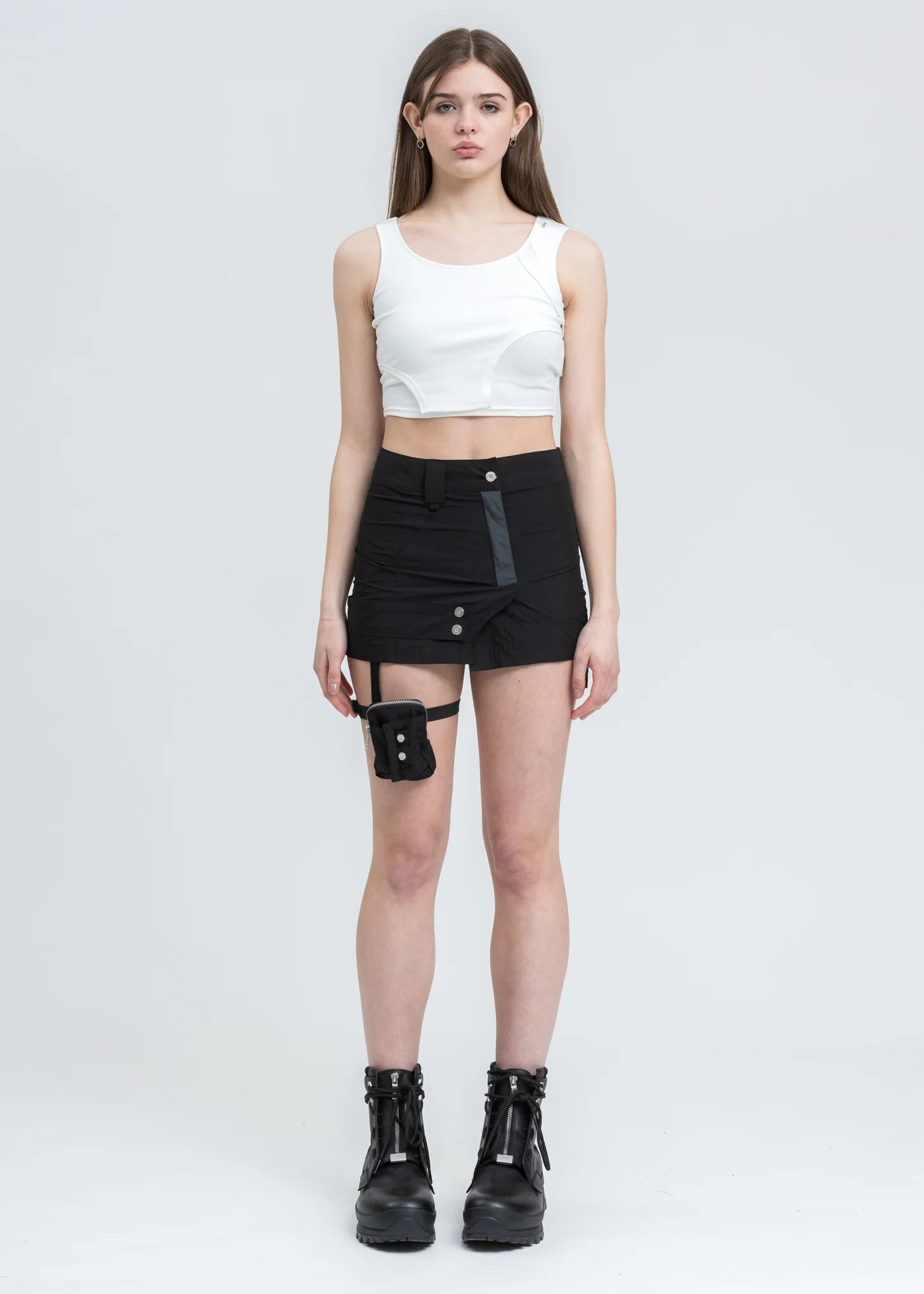 White Asymmetrical Arc Layered Tank Top - Image 5