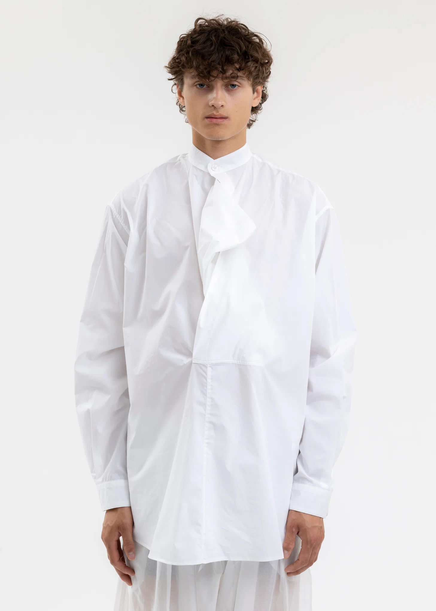 White Band Collar Shirt