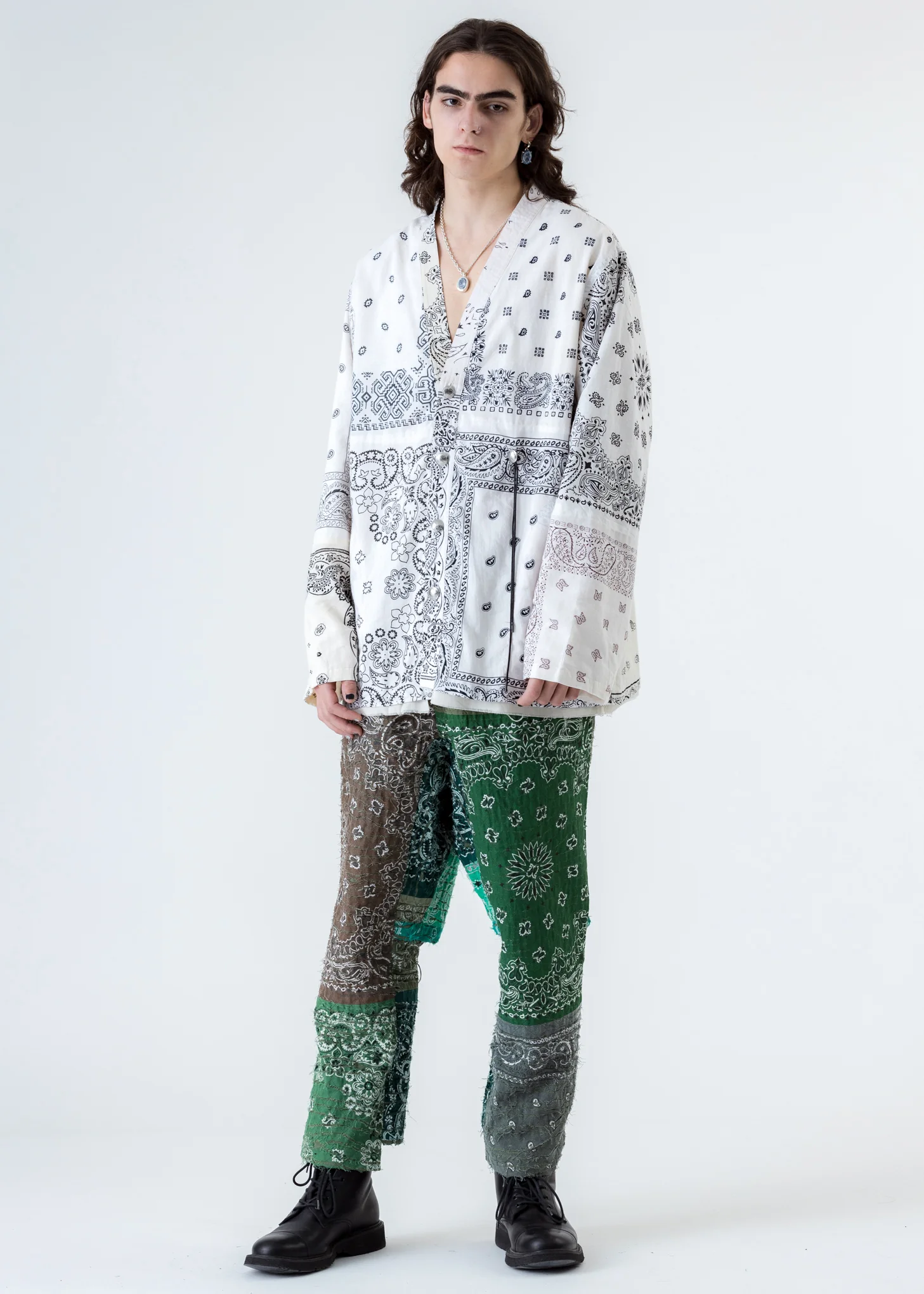 White Bandana Patch Work Concho Jacket - Image 8
