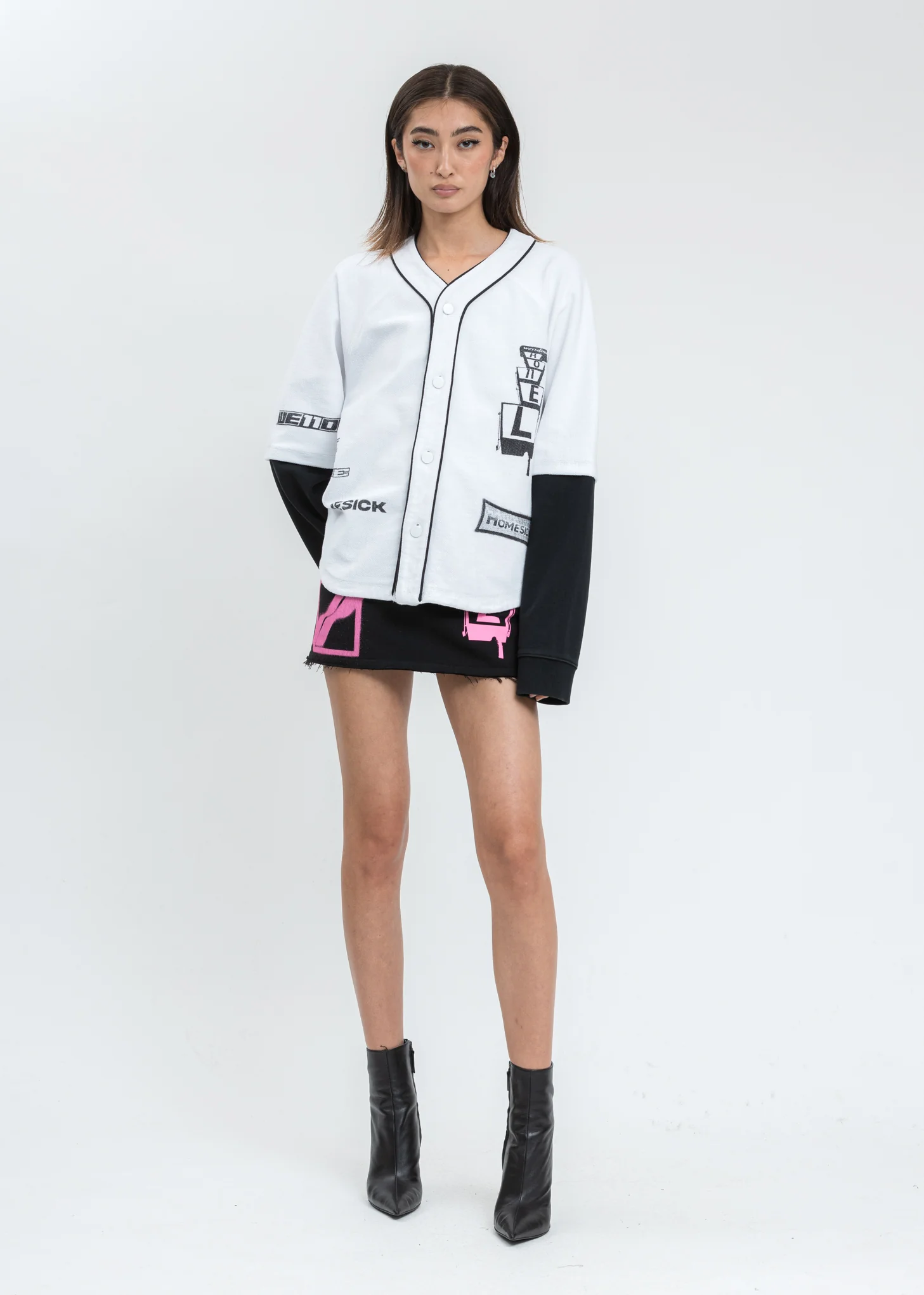 White Baseball Jersey Long Sleeve Jacket - Image 5