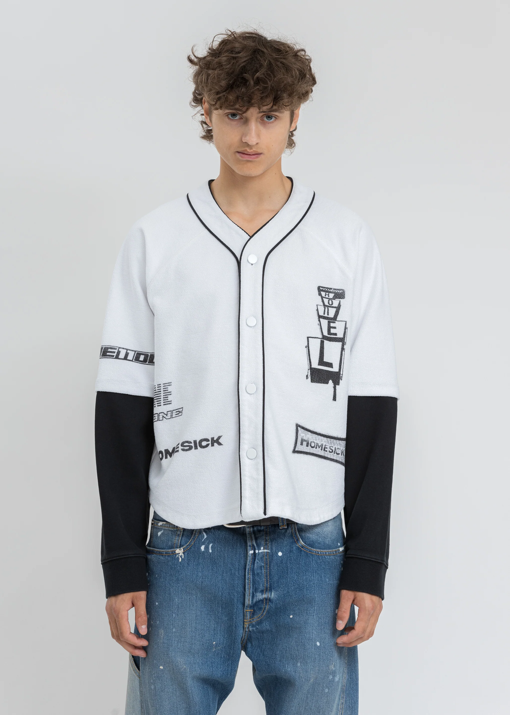 White Baseball Jersey Long Sleeve Jacket
