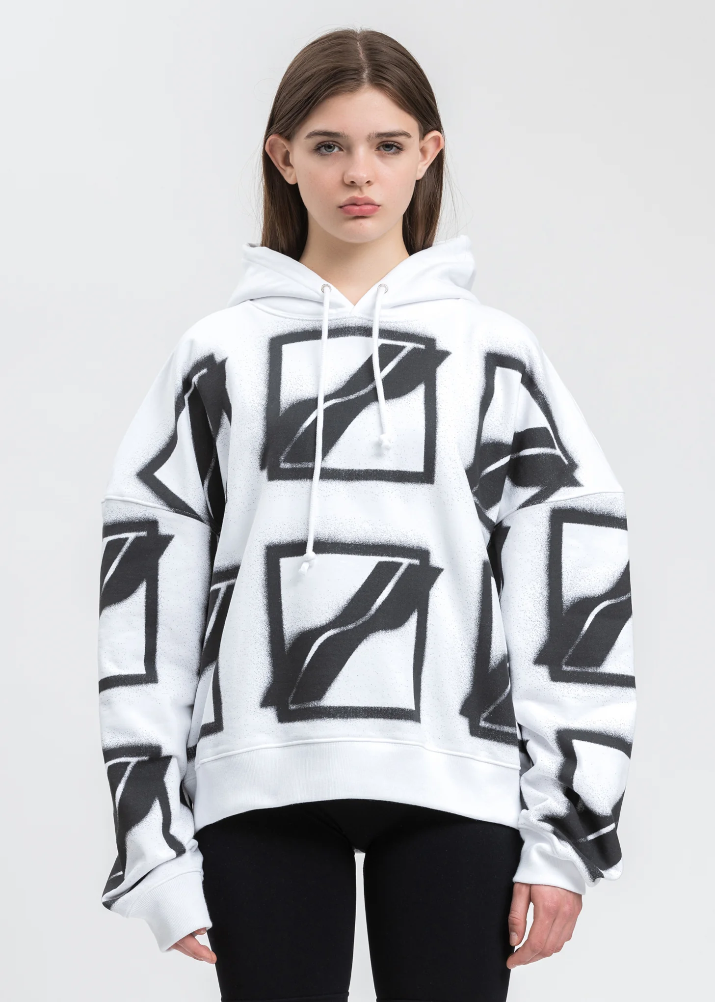White Big Logo All Over Hoodie