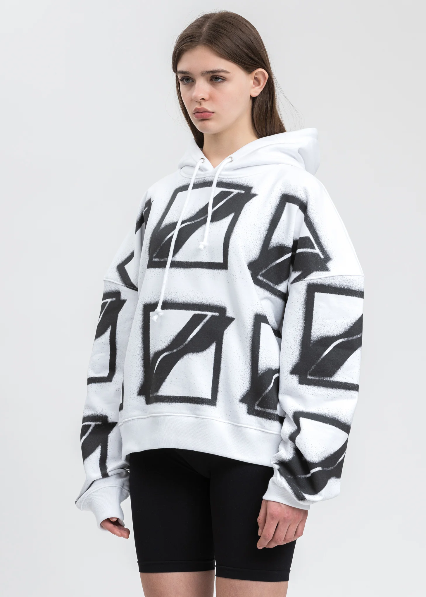 White Big Logo All Over Hoodie - Image 2