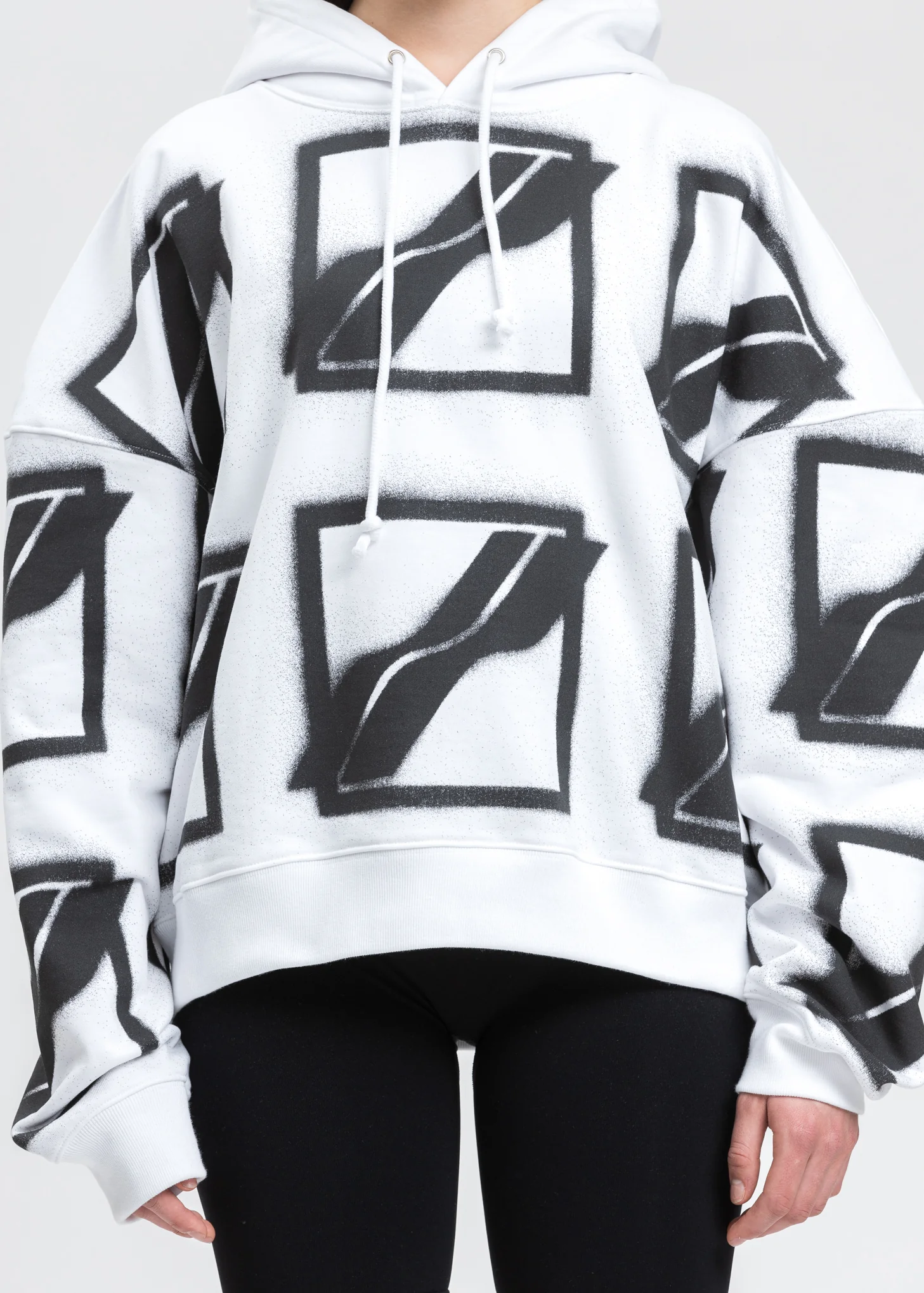 White Big Logo All Over Hoodie - Image 3