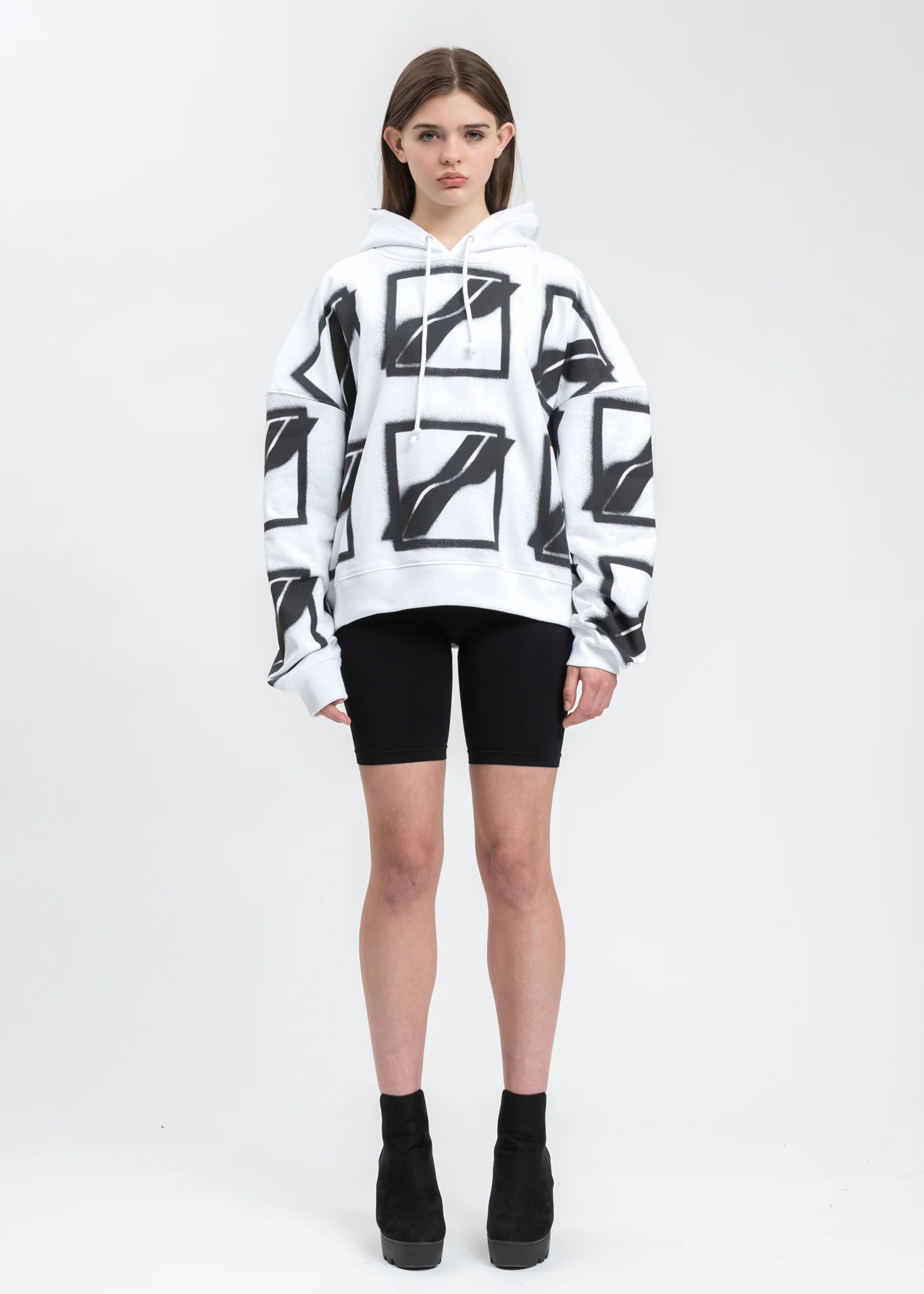 White Big Logo All Over Hoodie - Image 5