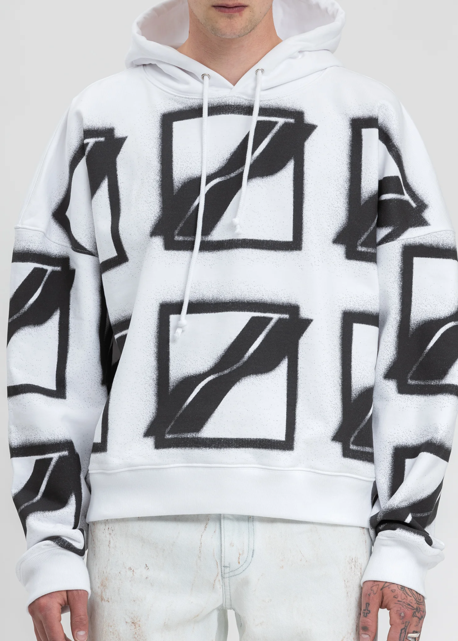 White Big Logo All Over Hoodie - Image 4