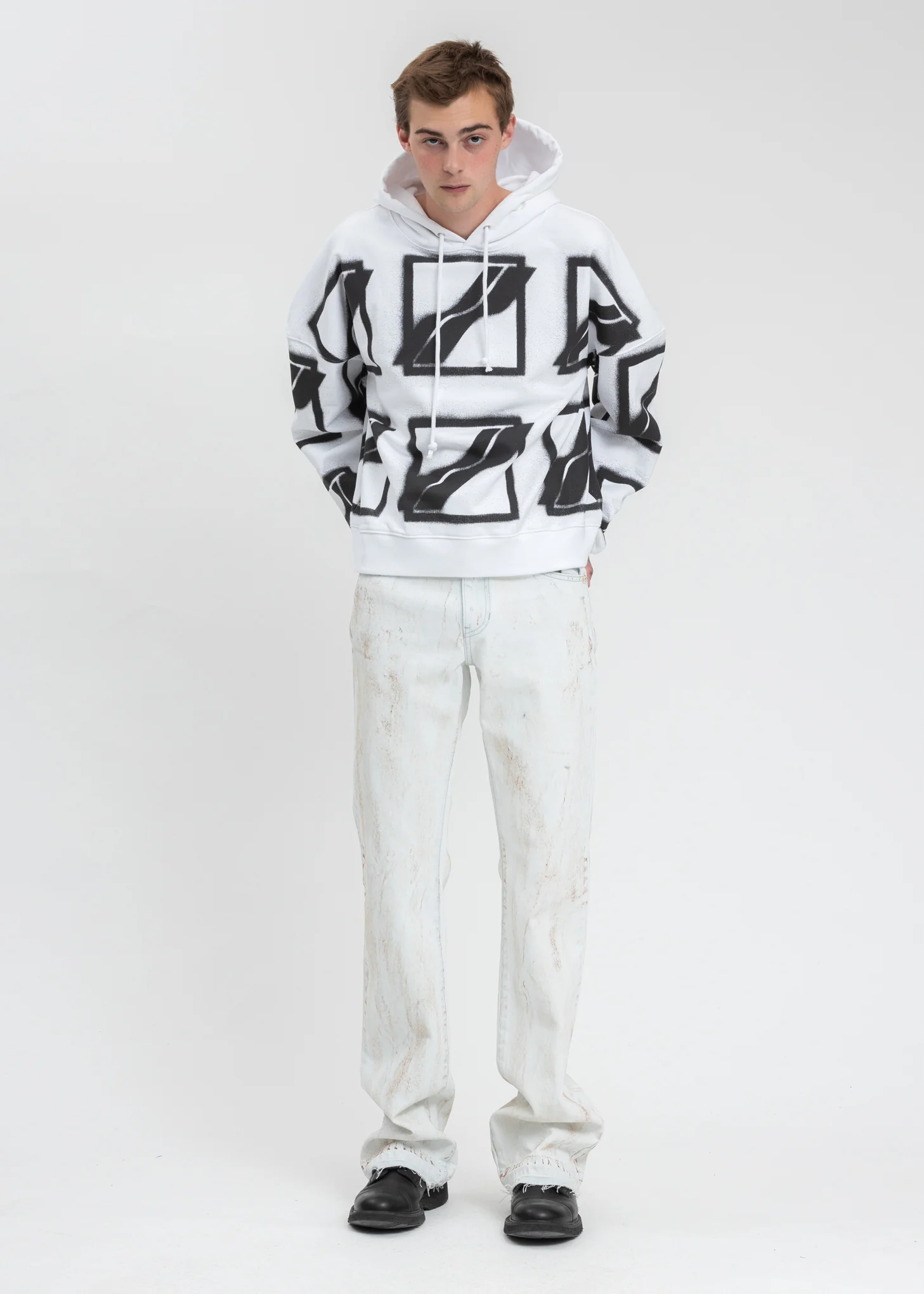 White Big Logo All Over Hoodie - Image 5